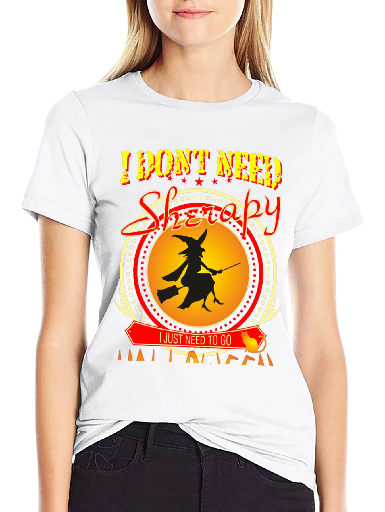 Black I Don't Need Therapy Halloween Witch T-Shirt view 9