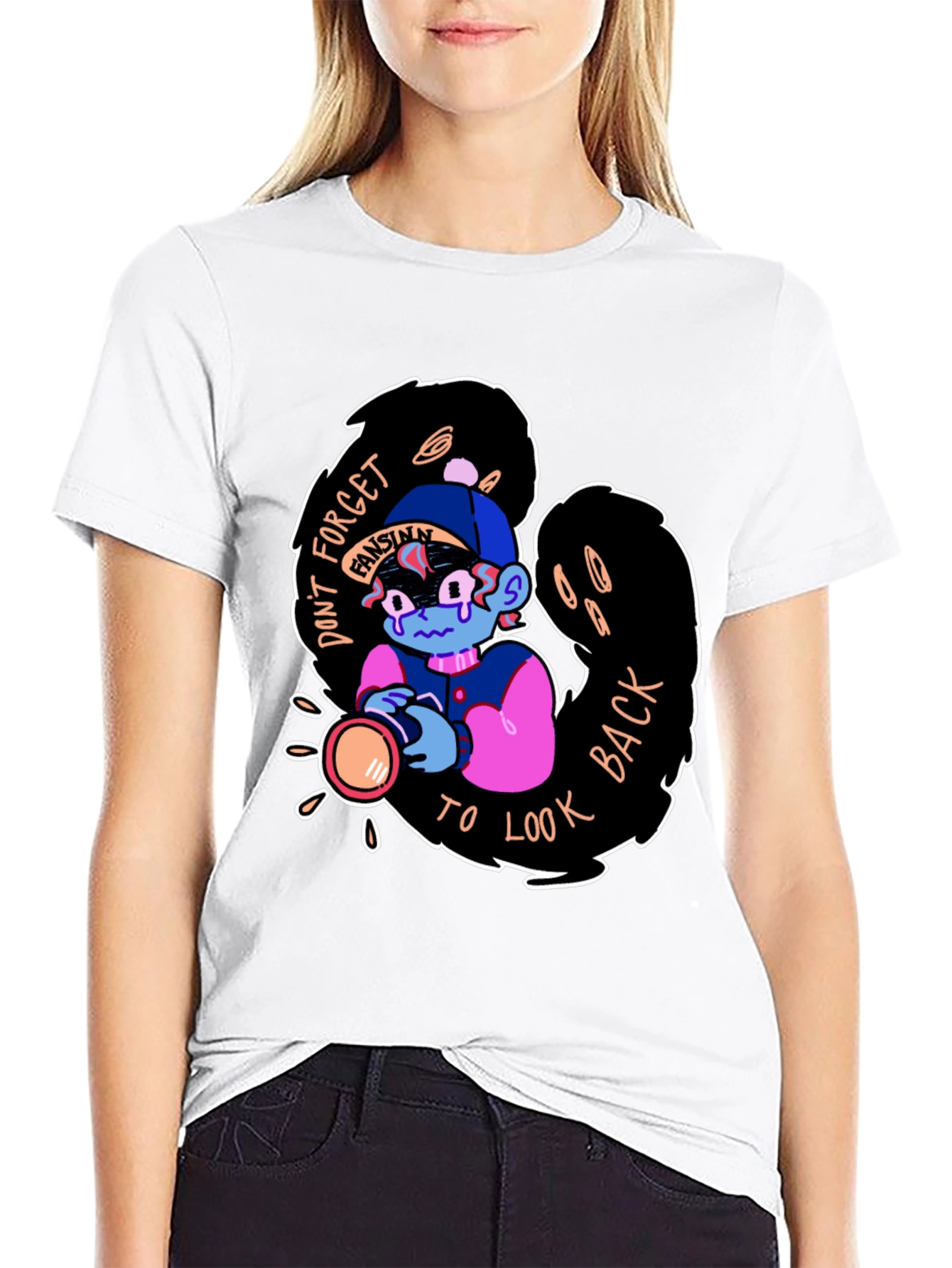 Black Don't Forget to Look Back Black Graphic Tee view 9