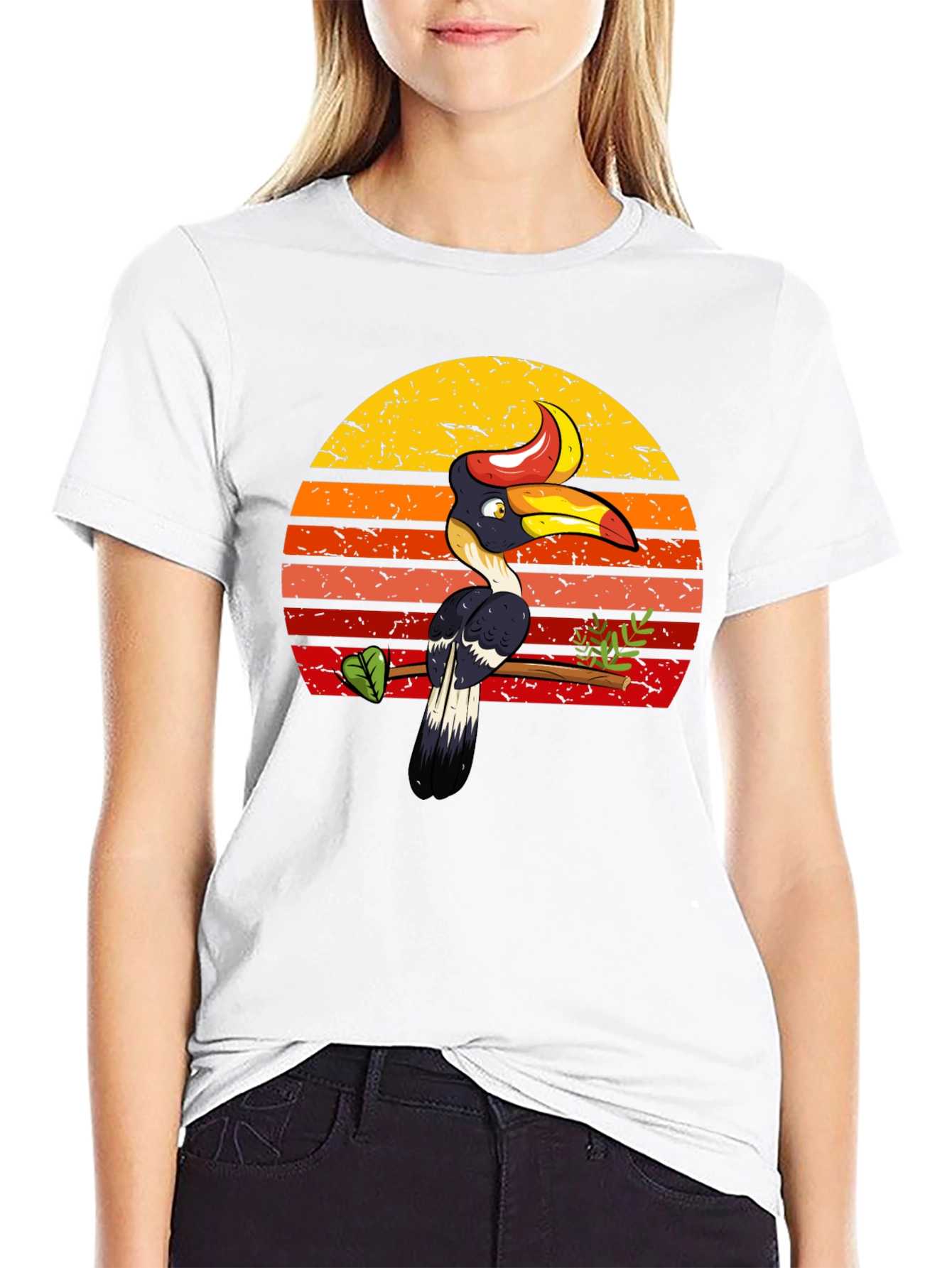 Black Tropical Toucan Sunset Graphic Tee - Unique Design view 9