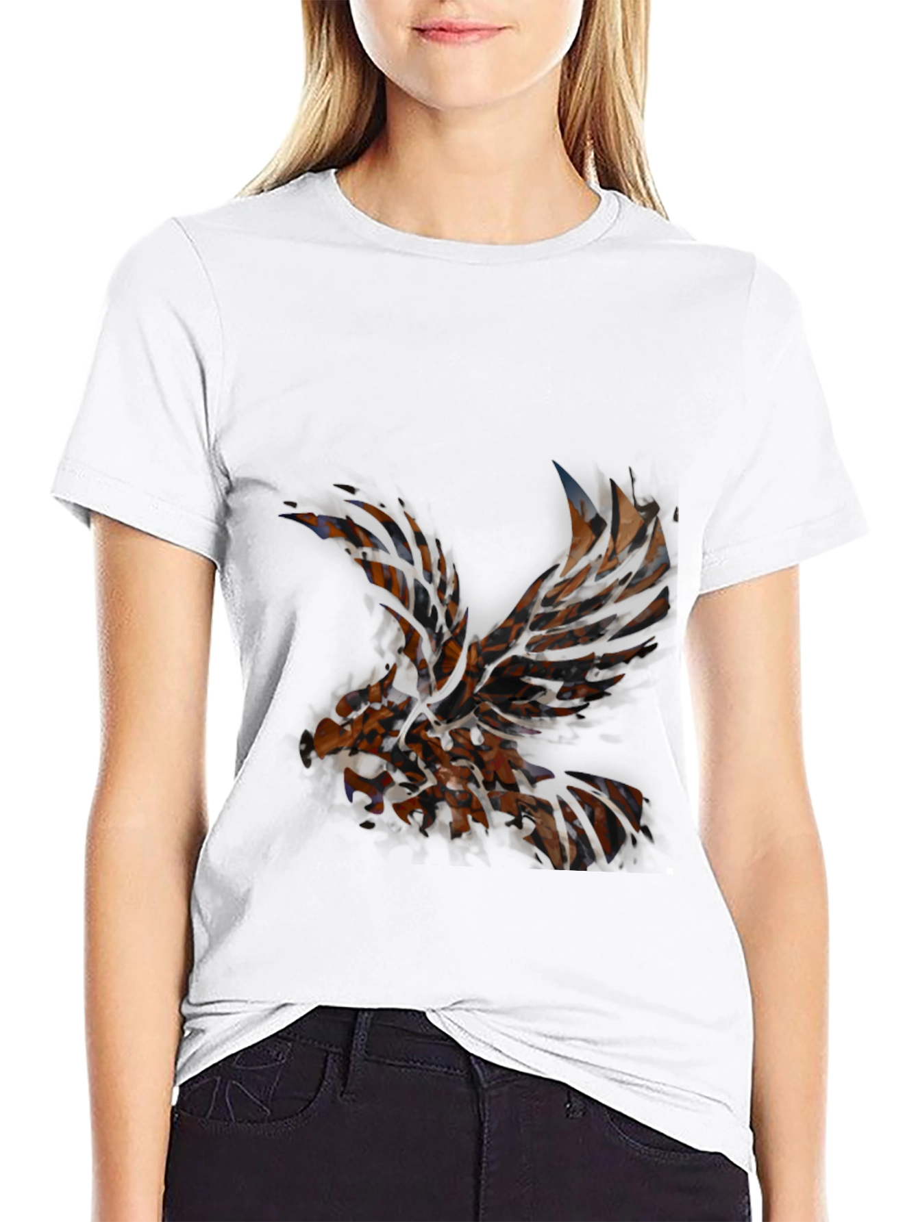Black Abstract Eagle Graphic Tee view 9