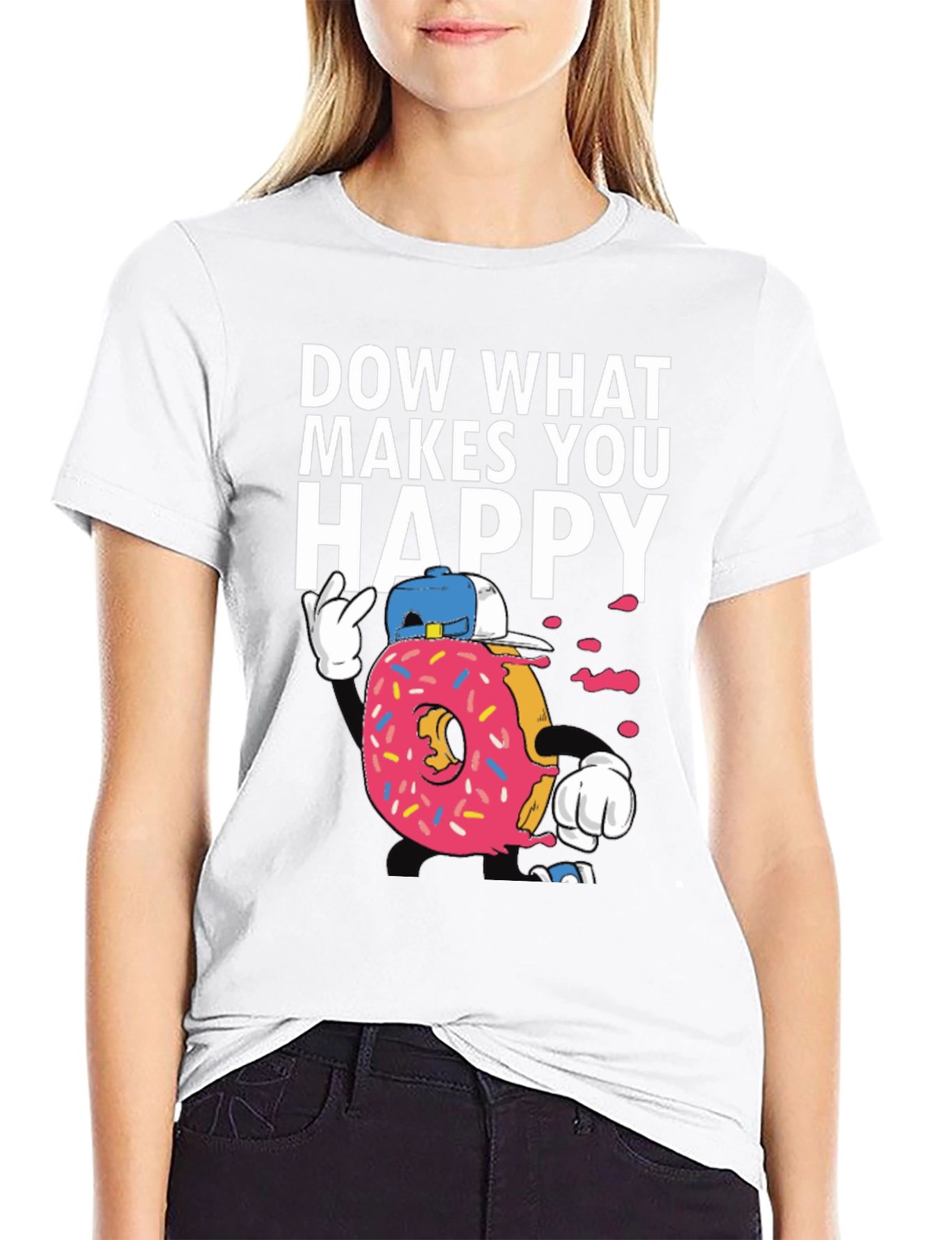 Black Funny Donut Graphic T-Shirt - Do What Makes You Happy view 9