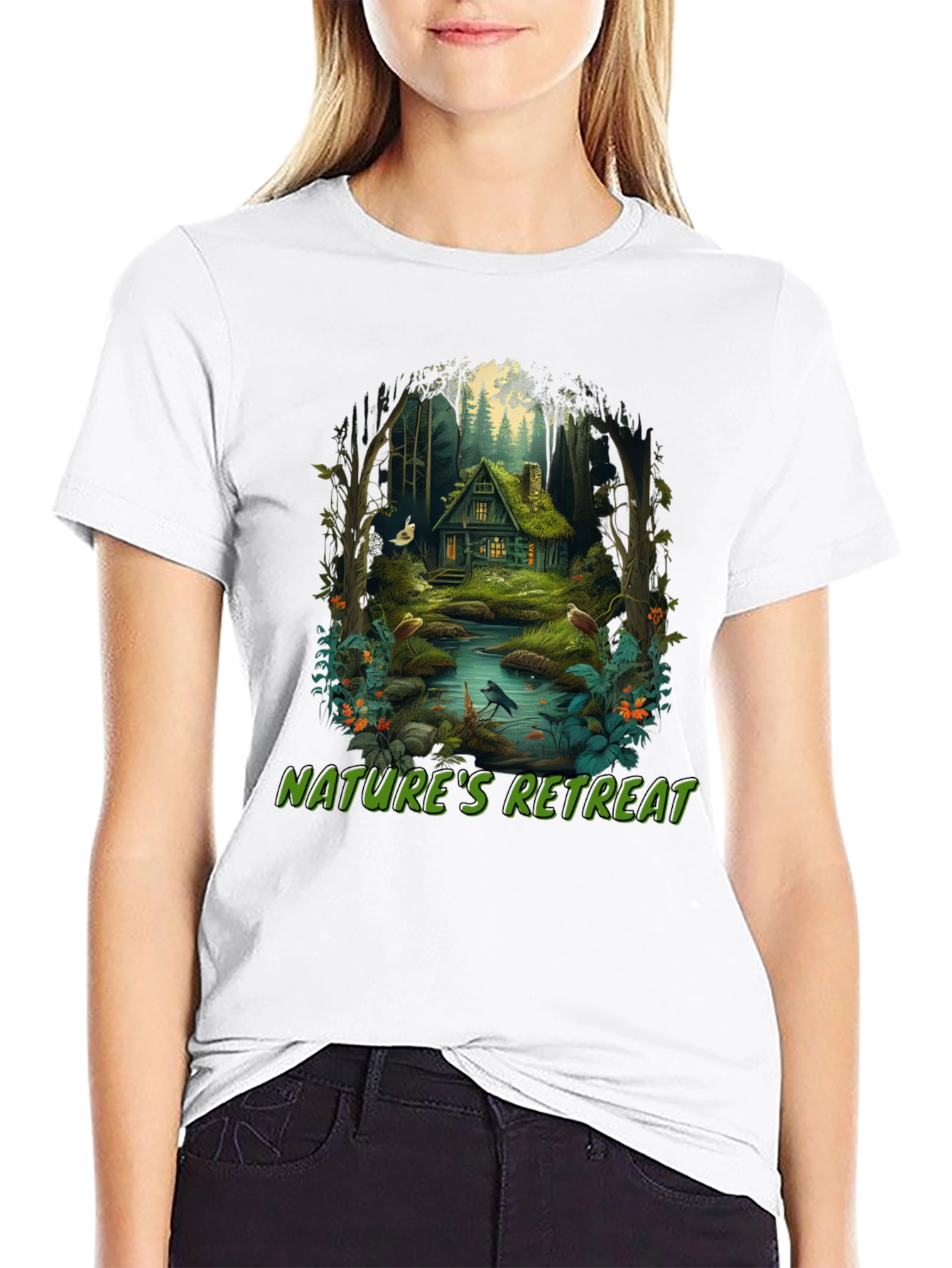Black Nature's Retreat Graphic Tee - Cottagecore Style view 9