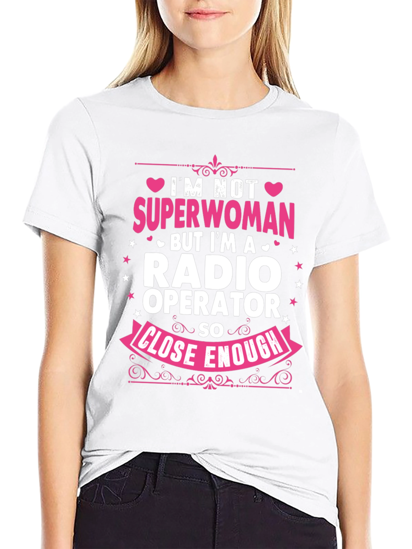 Black Radio Operator T-Shirt - Superwoman Close Enough Funny Tee view 9