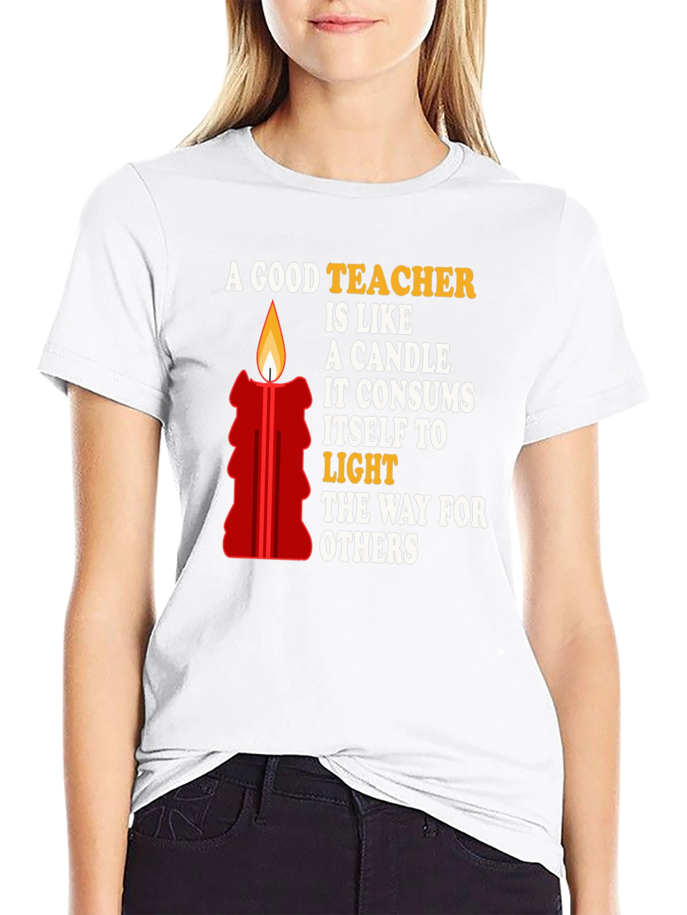Black A Good Teacher is Like a Candle T-Shirt view 9