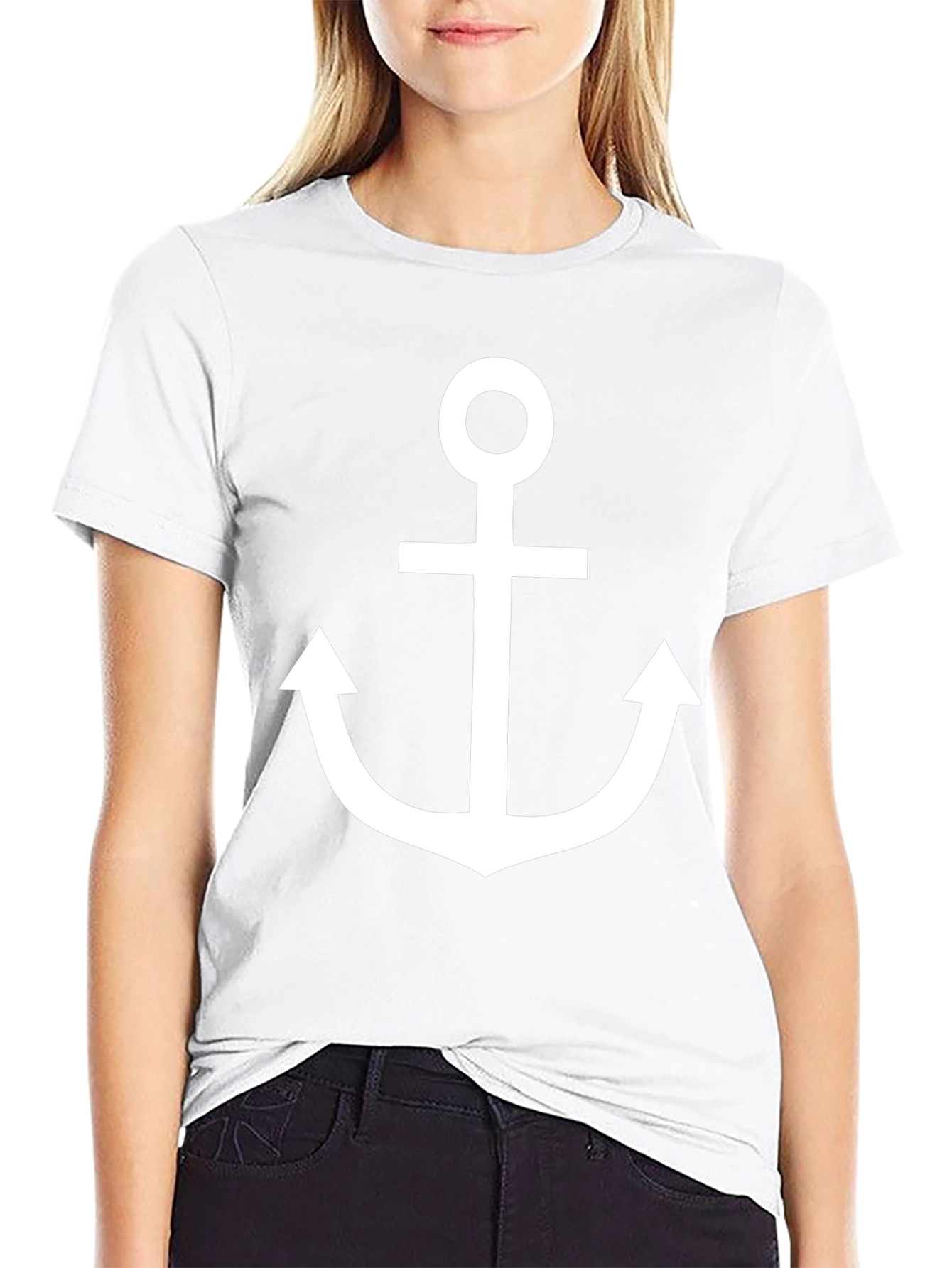 Black Nautical Anchor Graphic T-Shirt - Classic Black Cotton Tee view 9