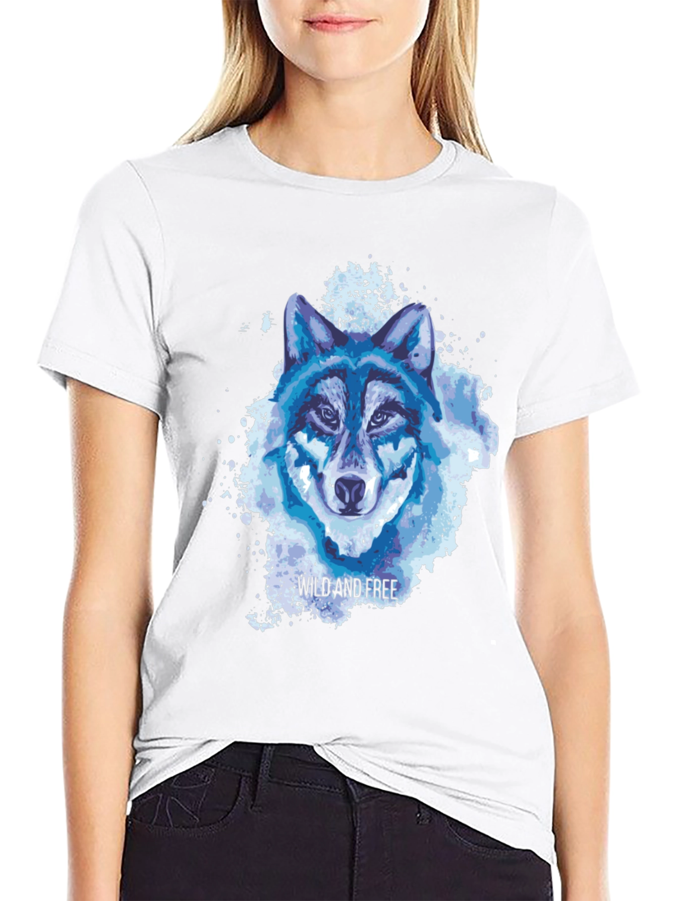 Black Wild and Free Wolf Graphic Tee - Black view 9