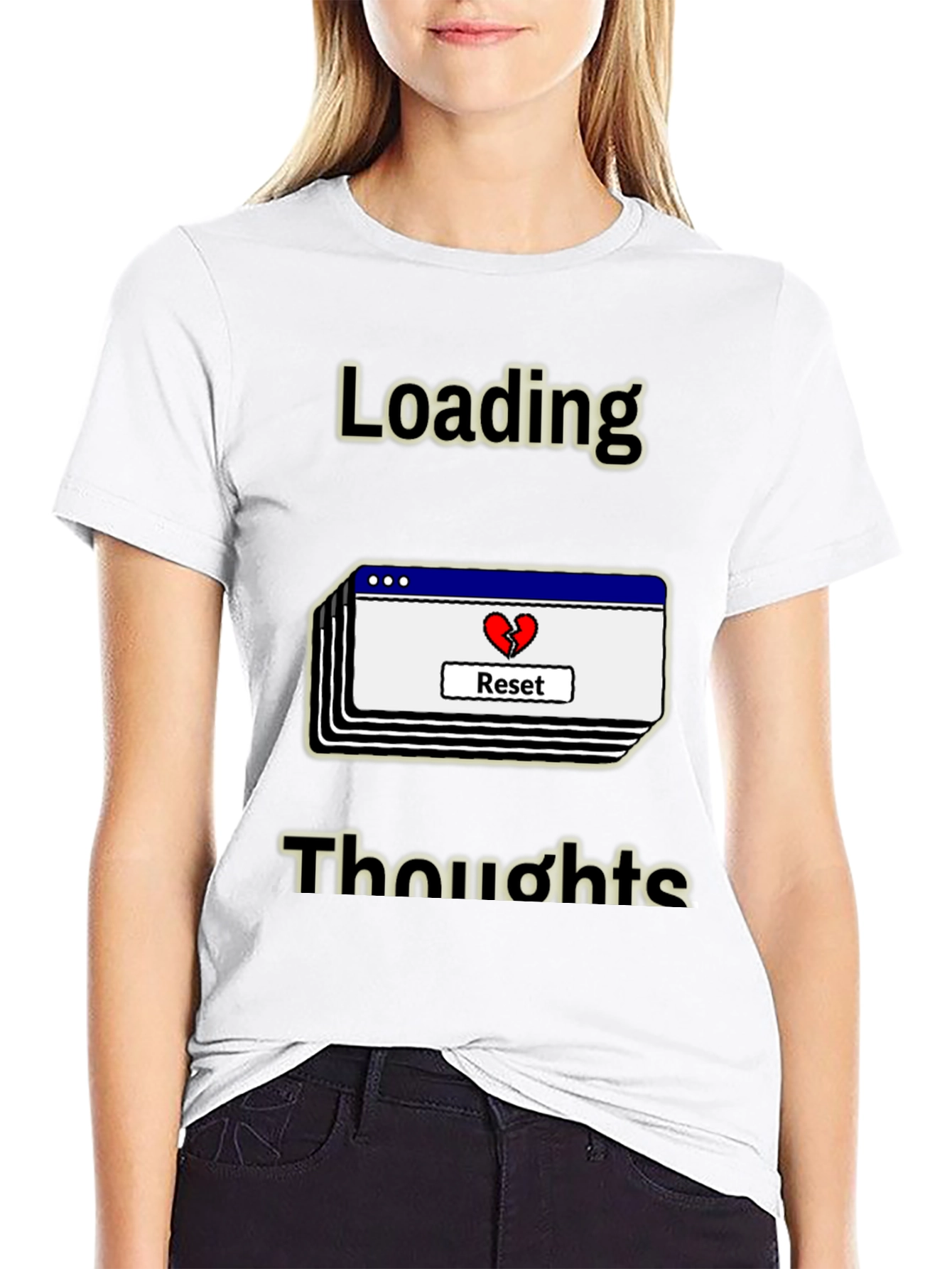 Black Loading Thoughts Graphic Tee - Reset Your Mind view 9