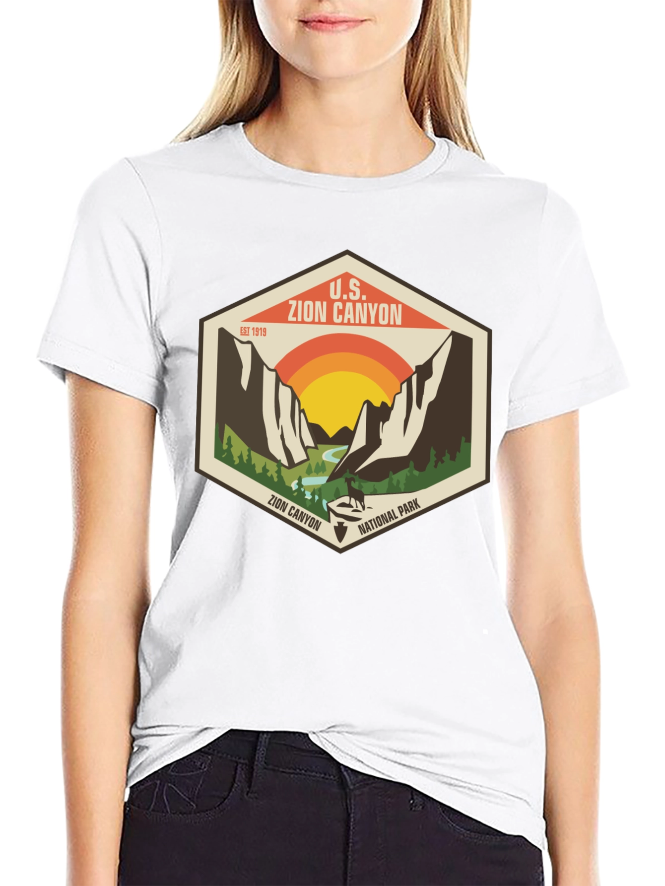 Black Zion Canyon National Park Graphic Tee view 9