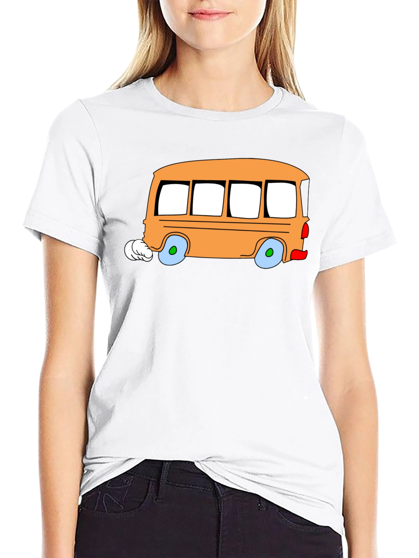 Black Cartoon Bus Graphic Tee - Fun & Unique Design view 9