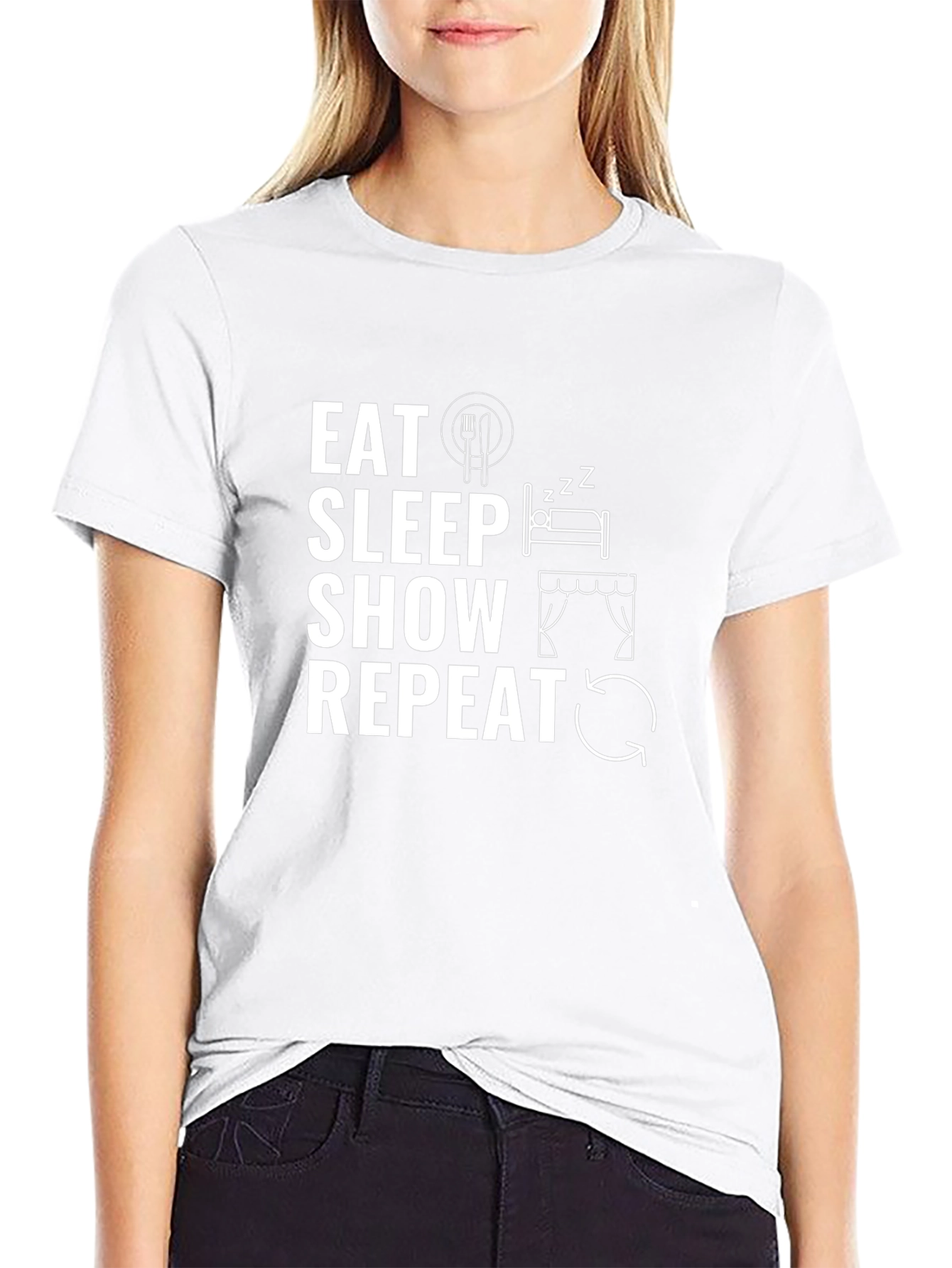 Black Eat Sleep Show Repeat Graphic Tee view 9