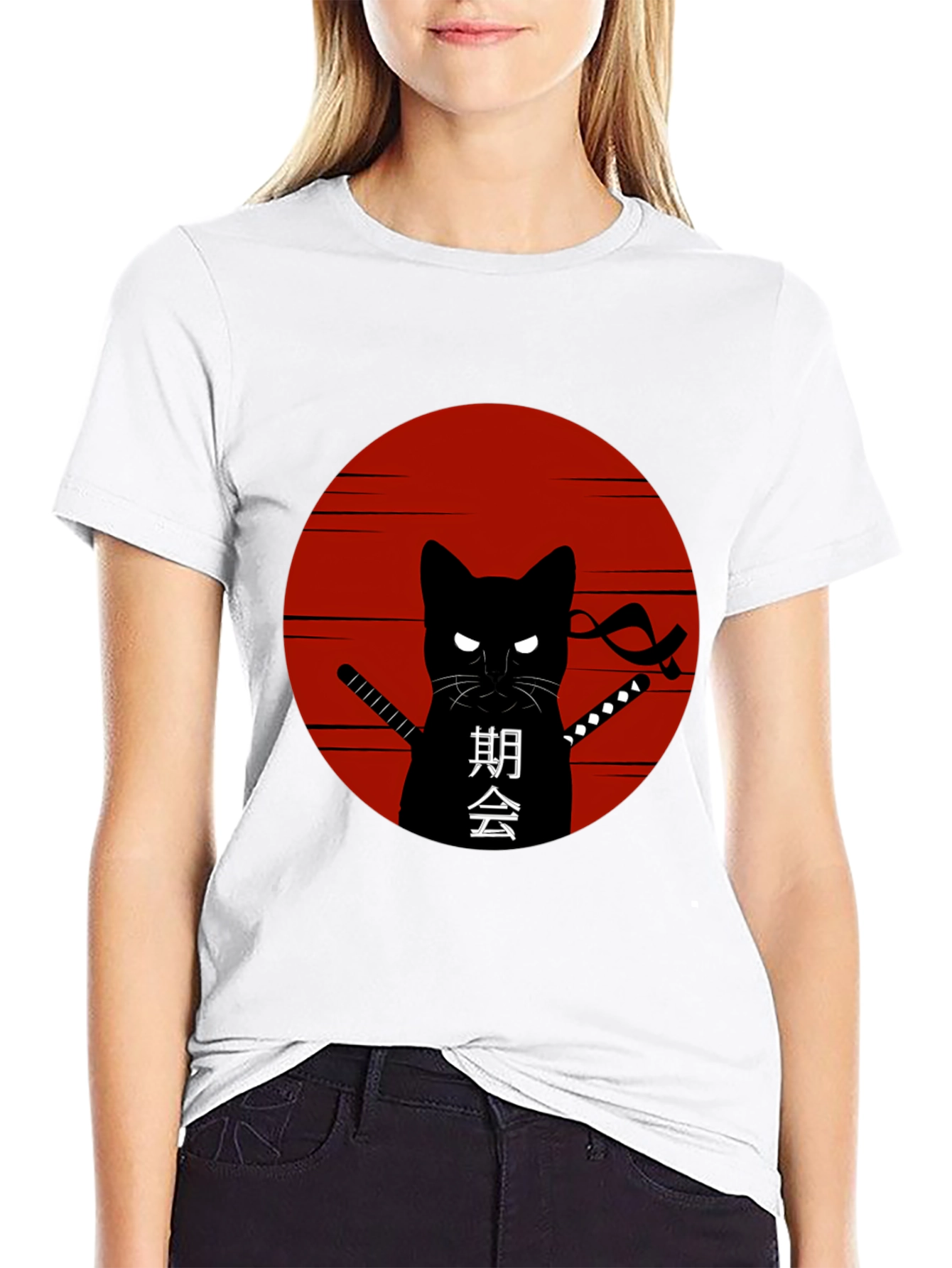 Black Ninja Cat Graphic T-Shirt view 9