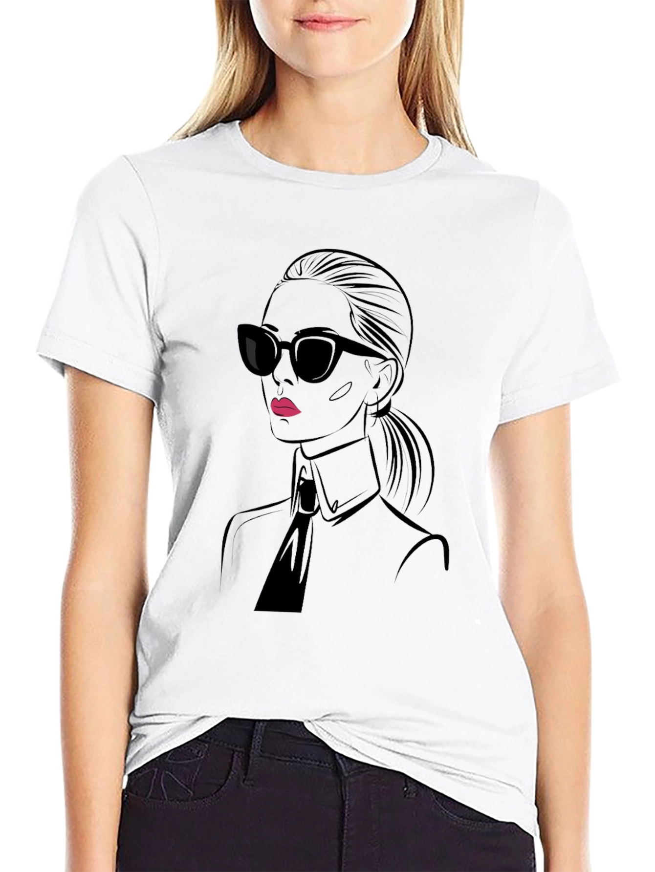 Black Stylish Black T-Shirt - Chic Woman Graphic Tee view 9