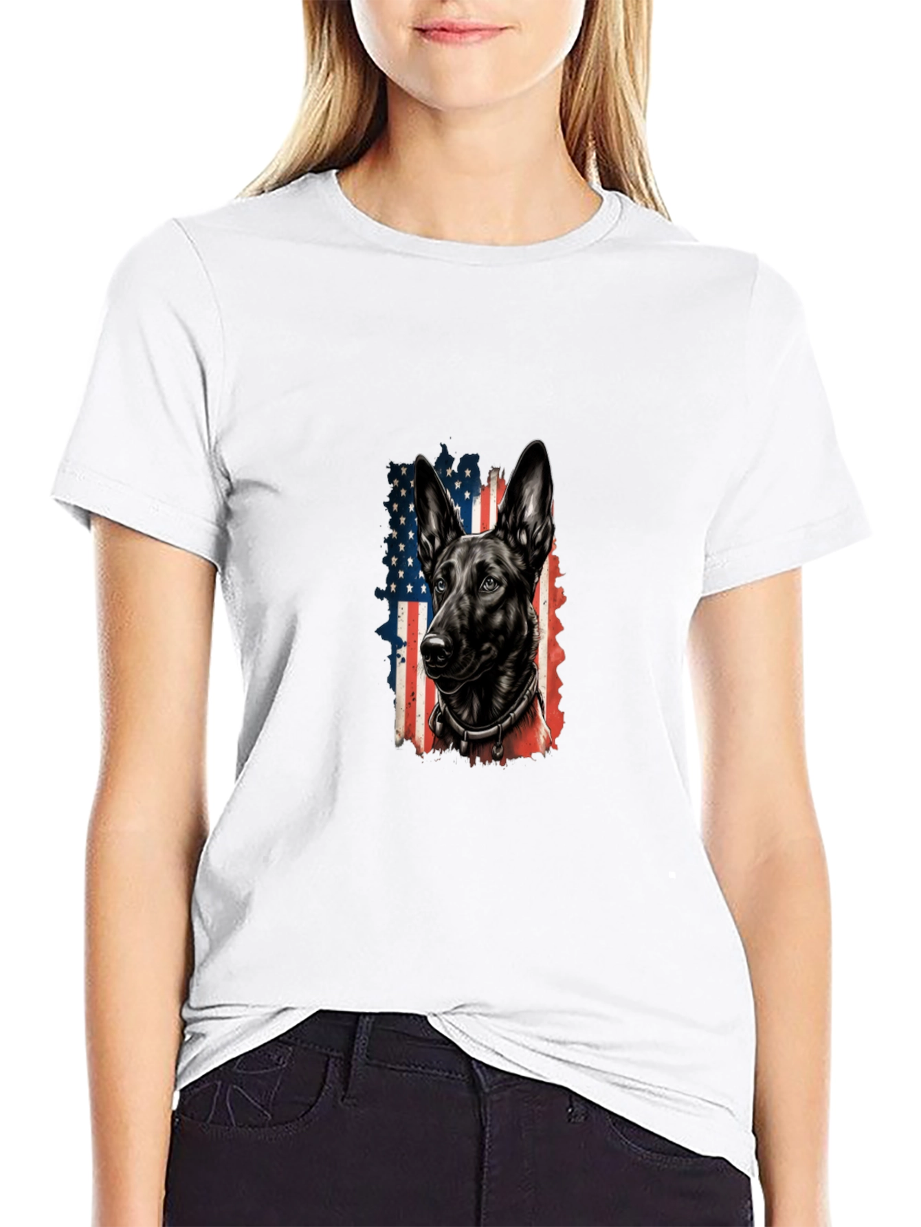 Black Patriotic Dog Graphic Tee - American Flag Dog Shirt view 9