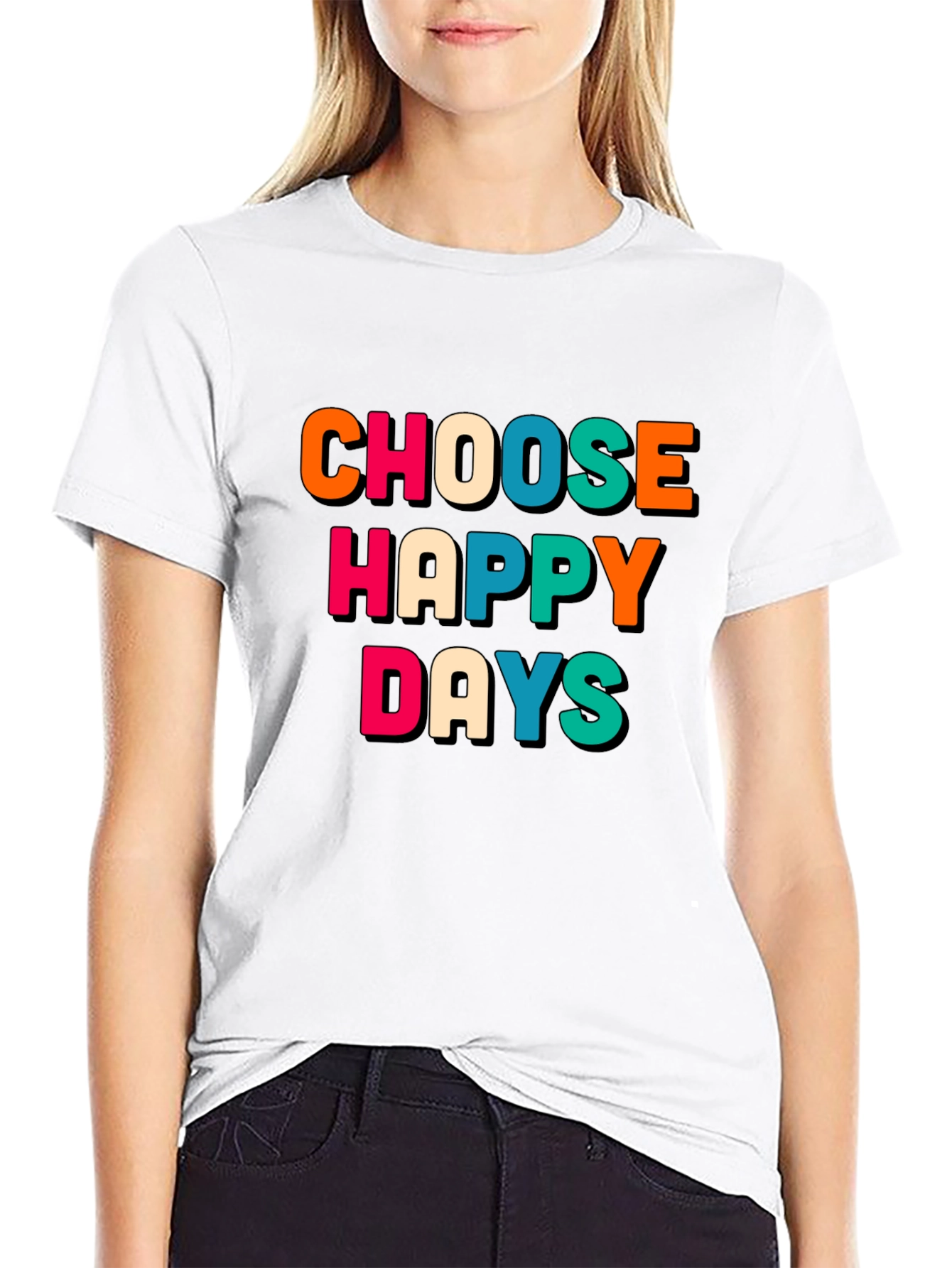 Black Choose Happy Days Graphic Tee - Retro Design view 9