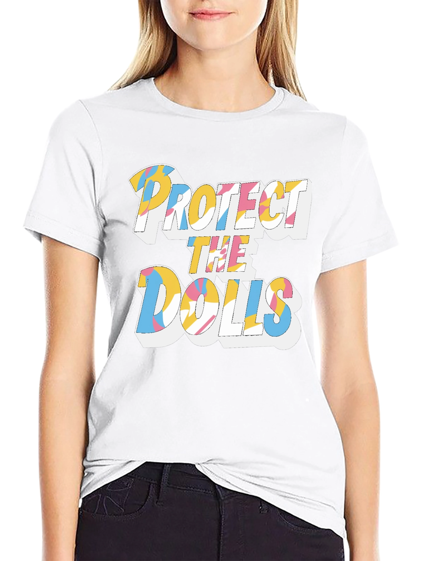Black Protect the Dolls Graphic Print Tee view 9