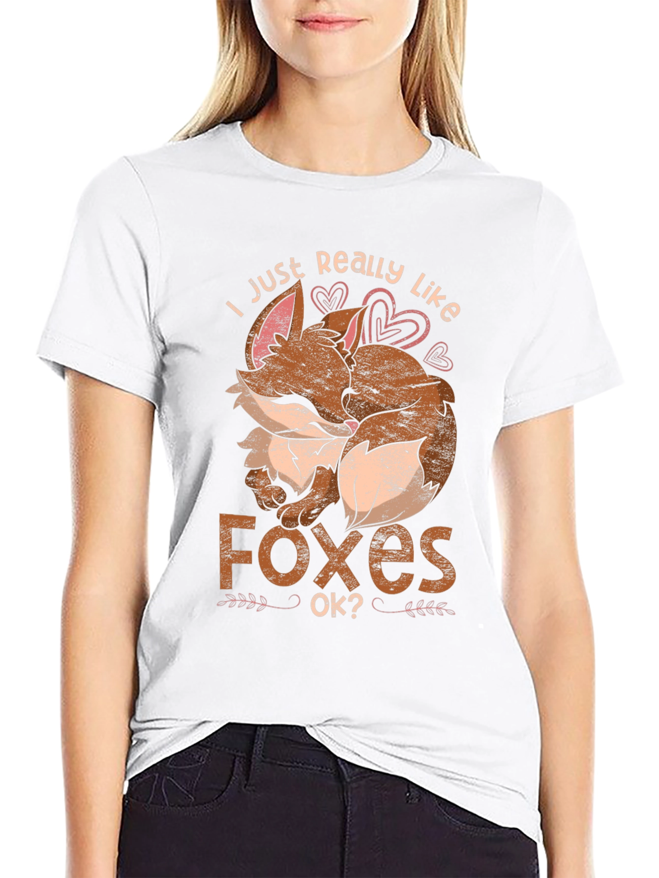 Black I Just Really Like Foxes Ok? T-Shirt view 9