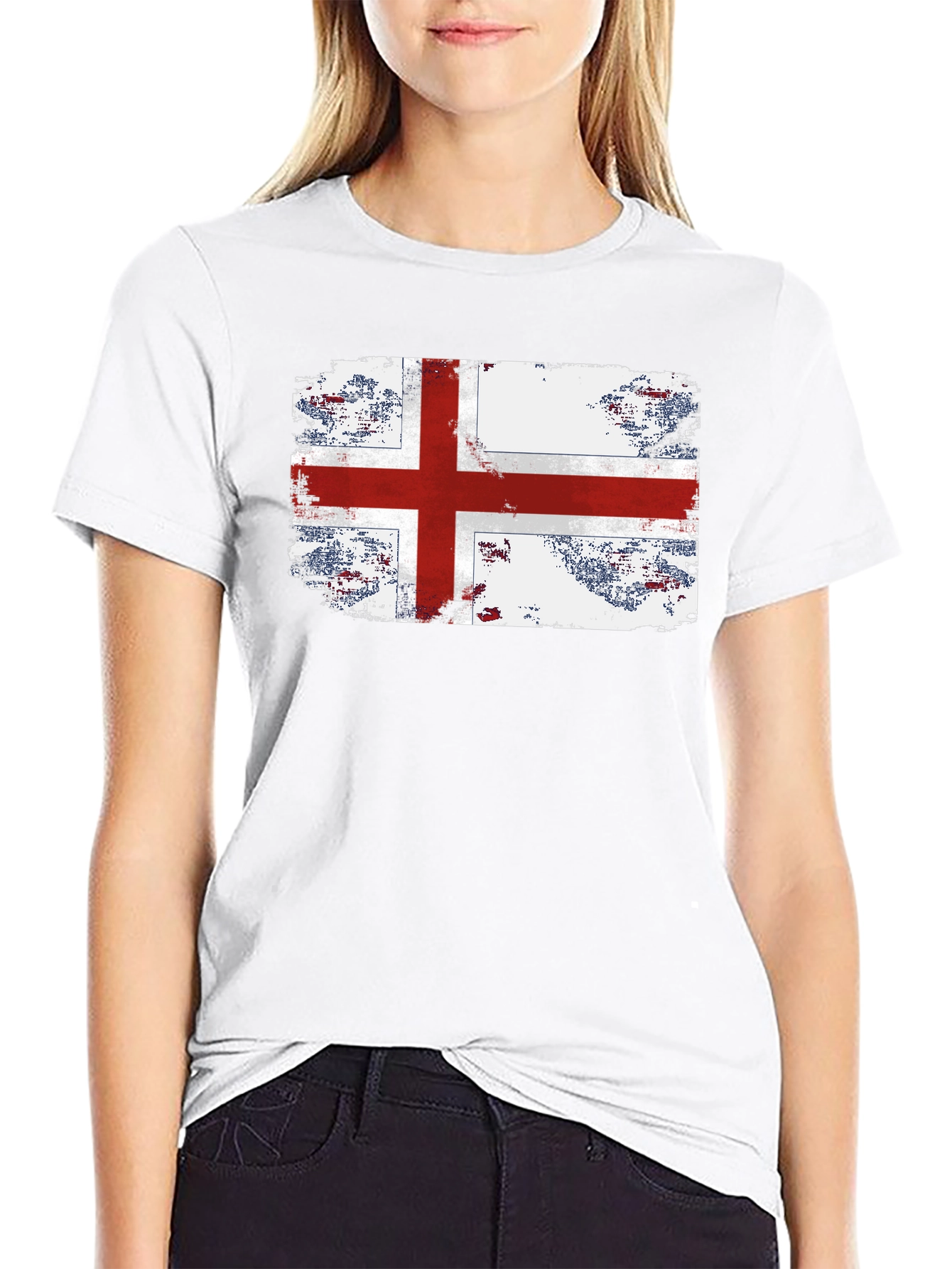 Black England Flag Grunge Graphic T-Shirt view 9