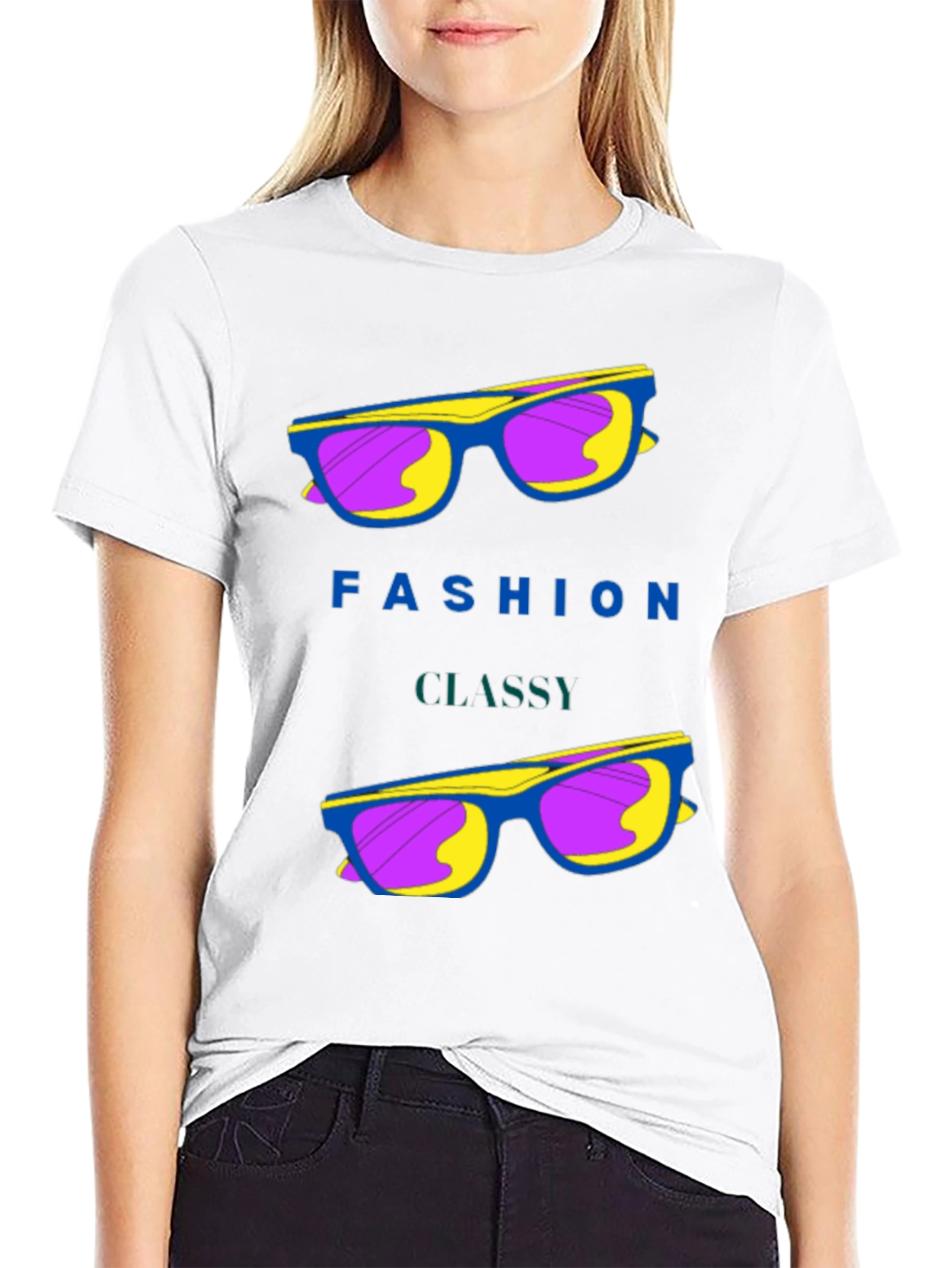 Black Fashion Classy Sunglasses Graphic T-Shirt view 9