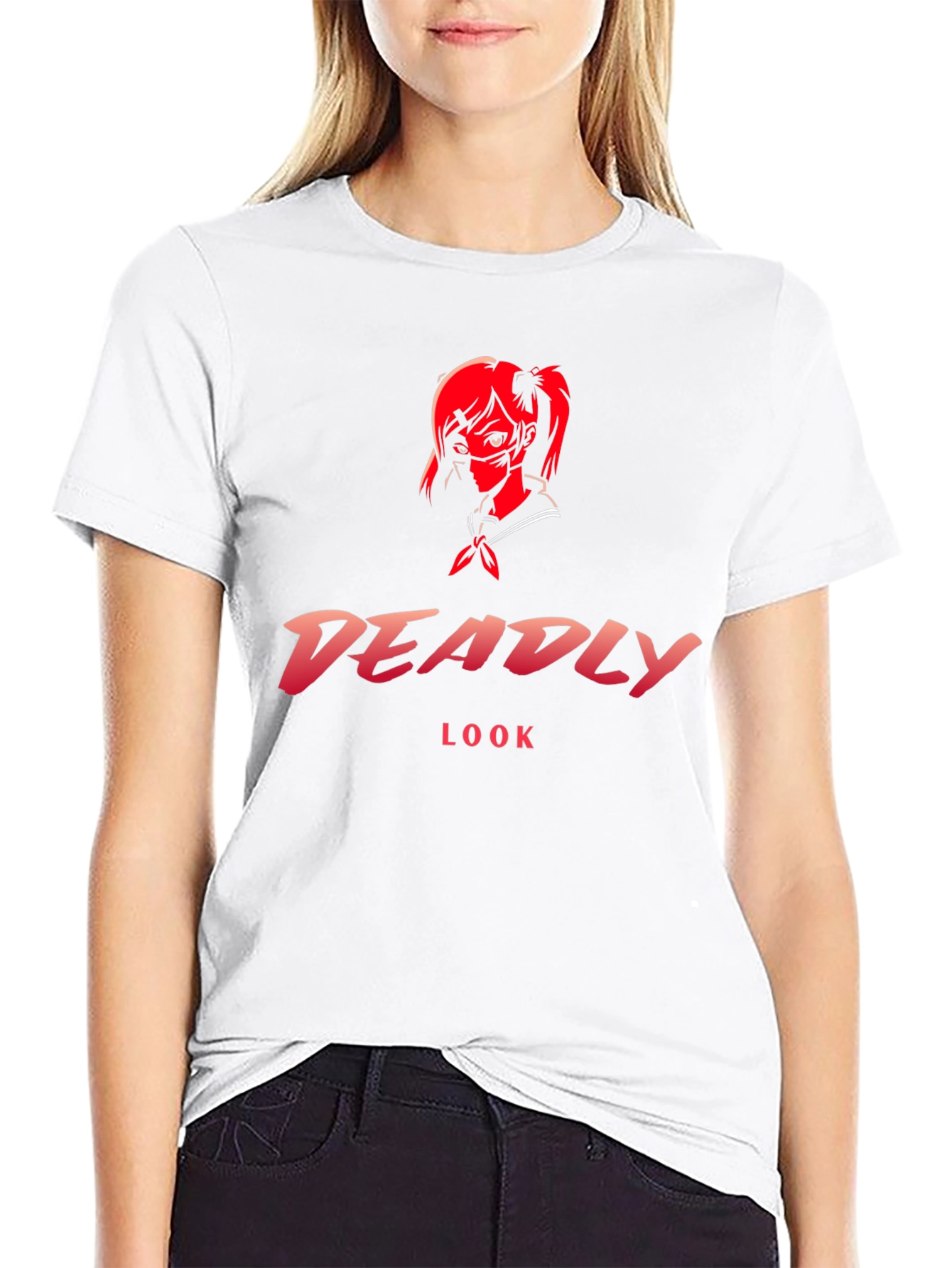 Black Deadly Look Graphic Tee - Anime Style T-Shirt view 9