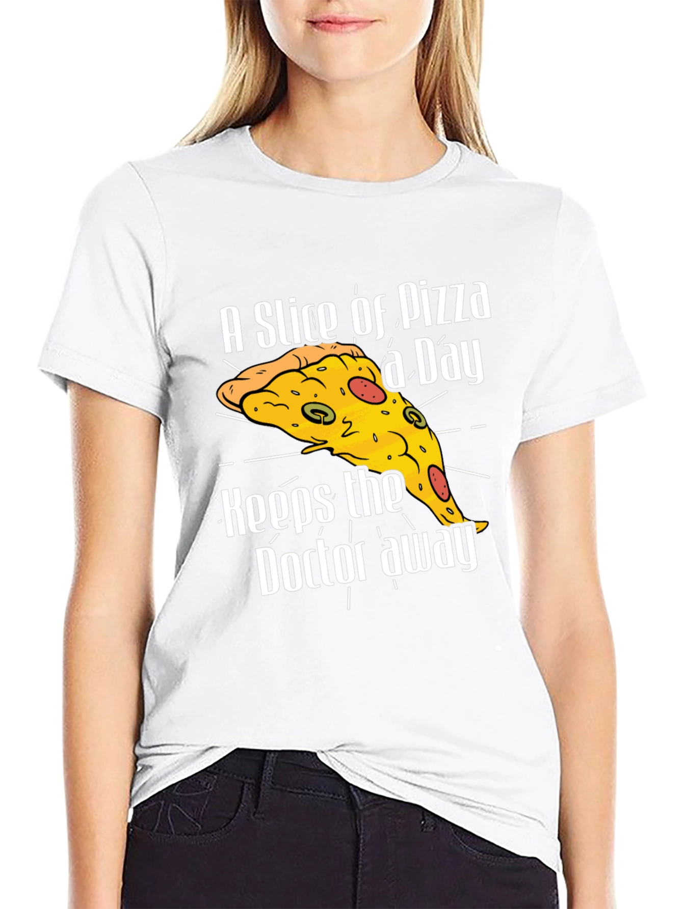 Black Pizza a Day Funny T-Shirt view 9