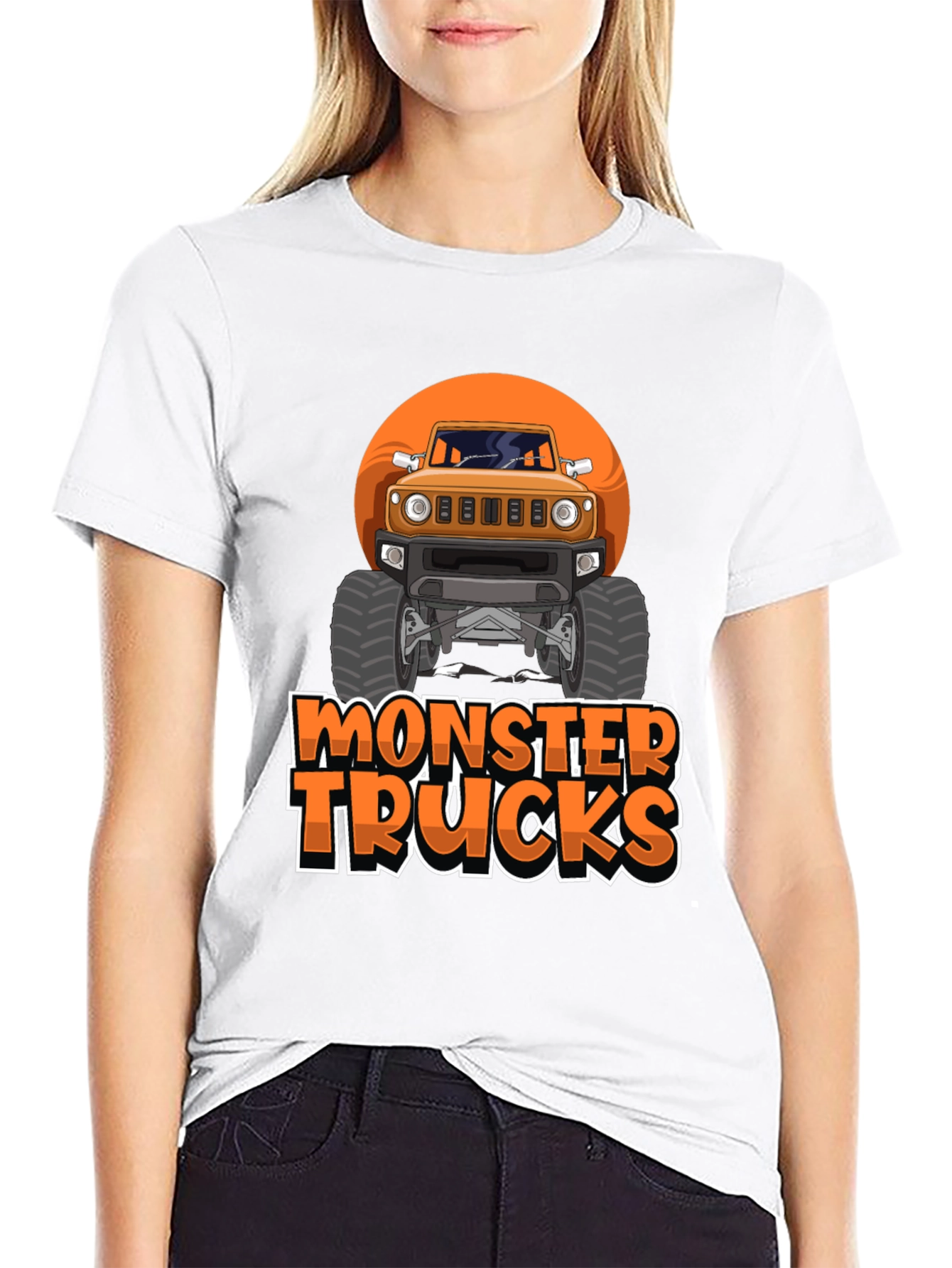 Black Monster Trucks Graphic Tee -  Black Crew Neck T-Shirt view 9