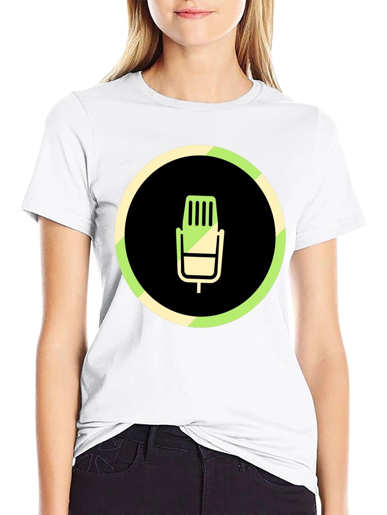 Black Microphone Graphic Black T-Shirt view 9