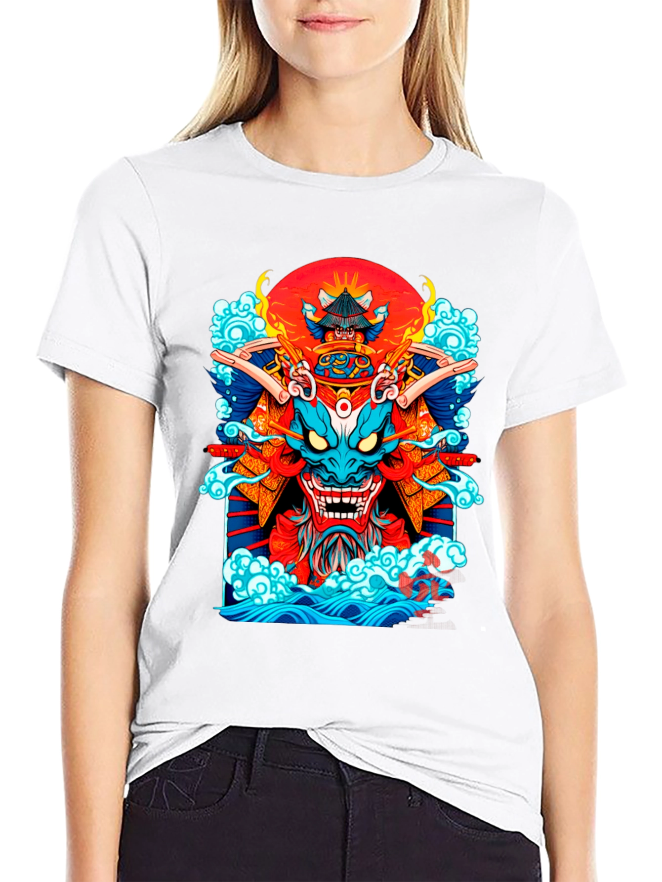 Black Samurai Dragon Graphic Black T-Shirt view 9