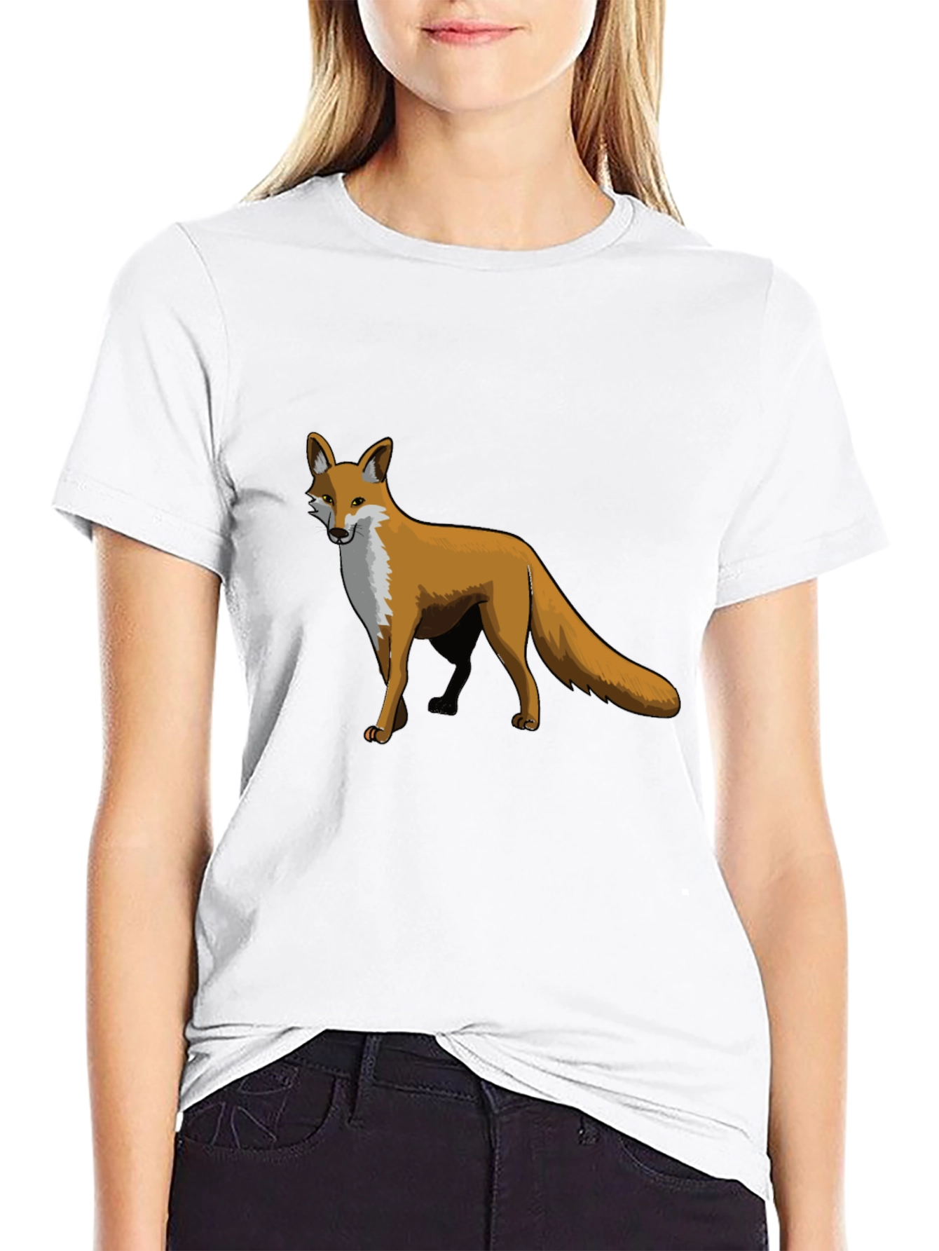Black Fox Graphic Print Tee - Unique Animal Design T-Shirt view 9