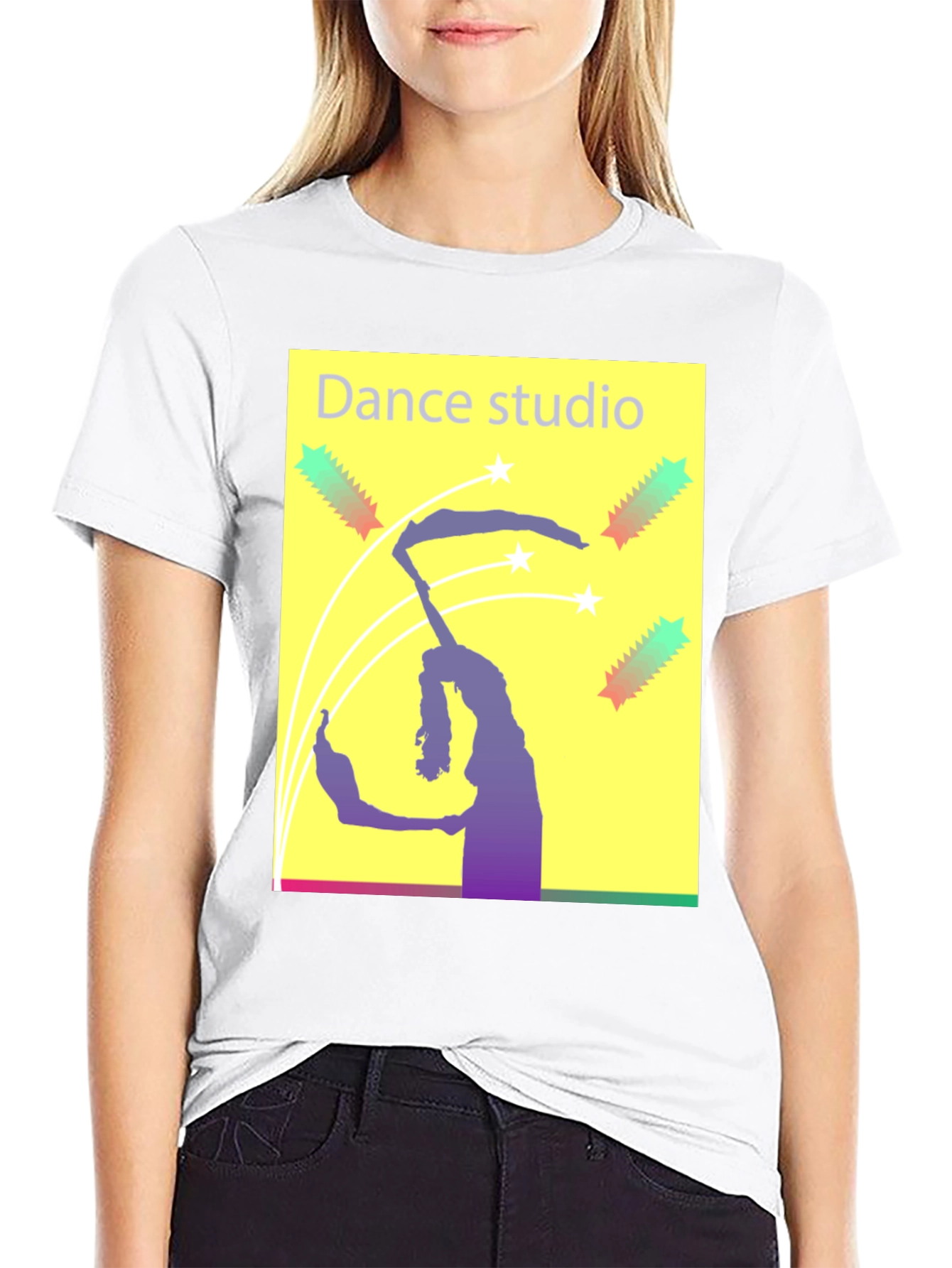 Black Dance Studio Graphic Tee - Black Cotton T-Shirt view 9