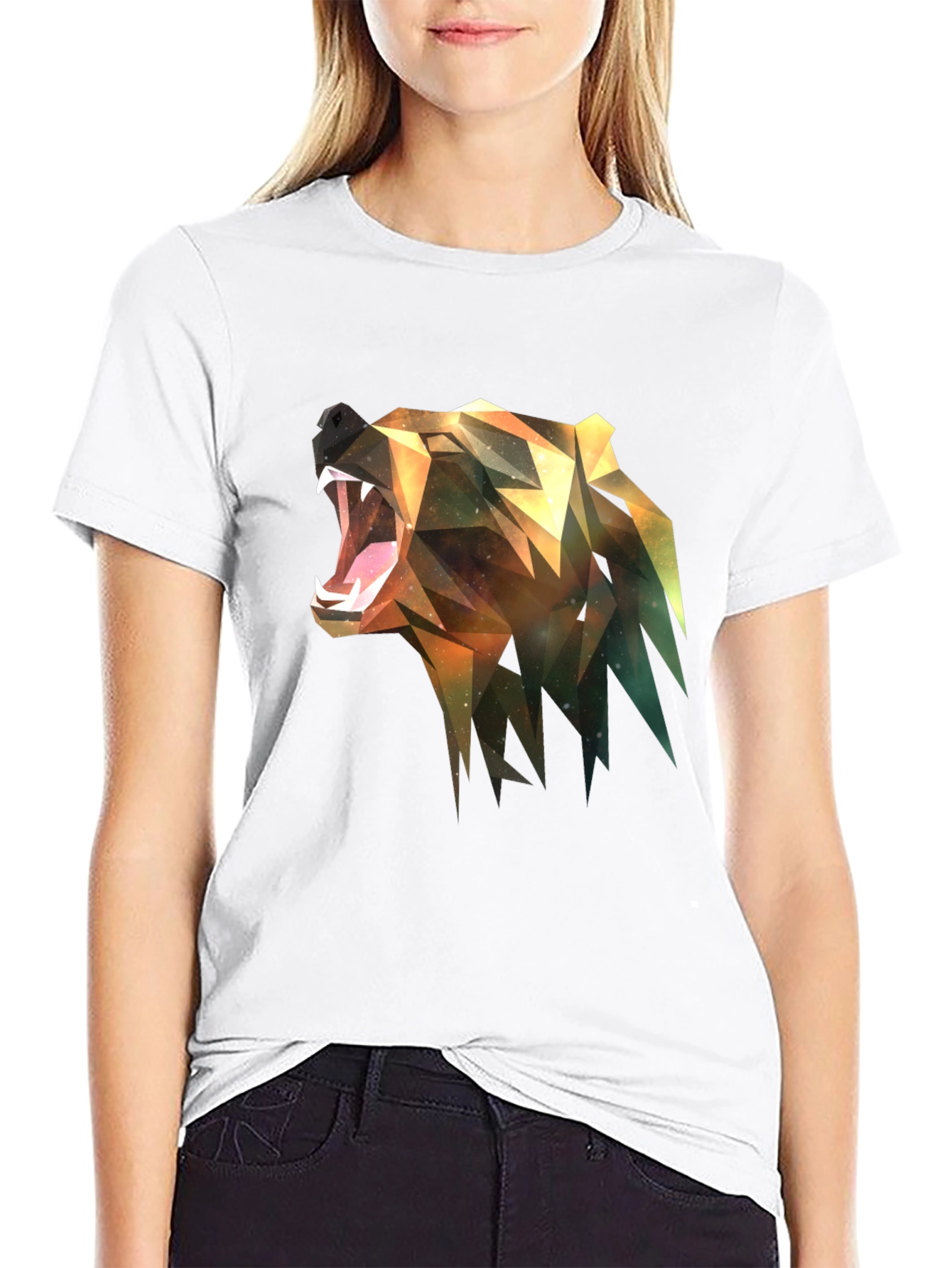 Black Geometric Bear Graphic Tee - Modern Streetwear view 9