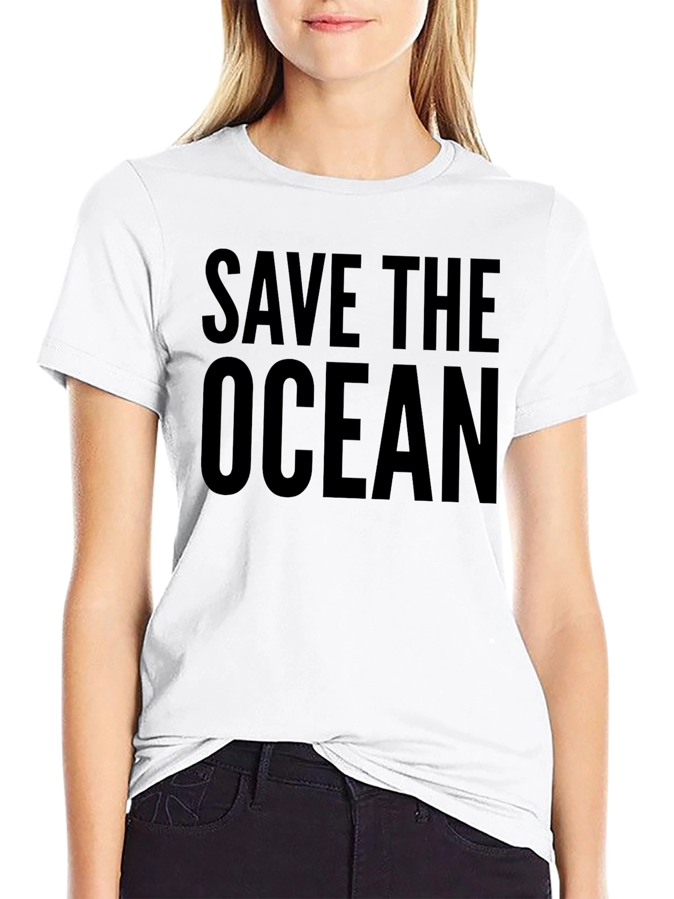 Black Save the Ocean Black Graphic Tee view 9