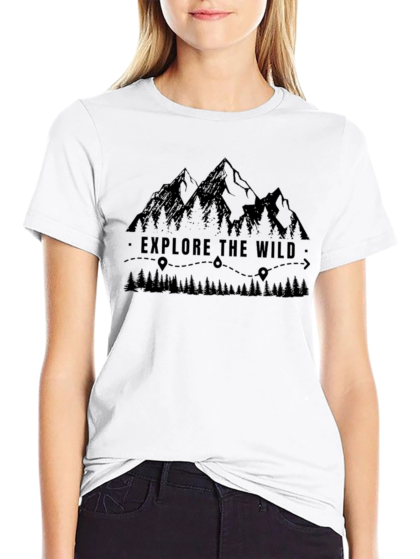 Black Explore the Wild Mountain Graphic T-Shirt view 9