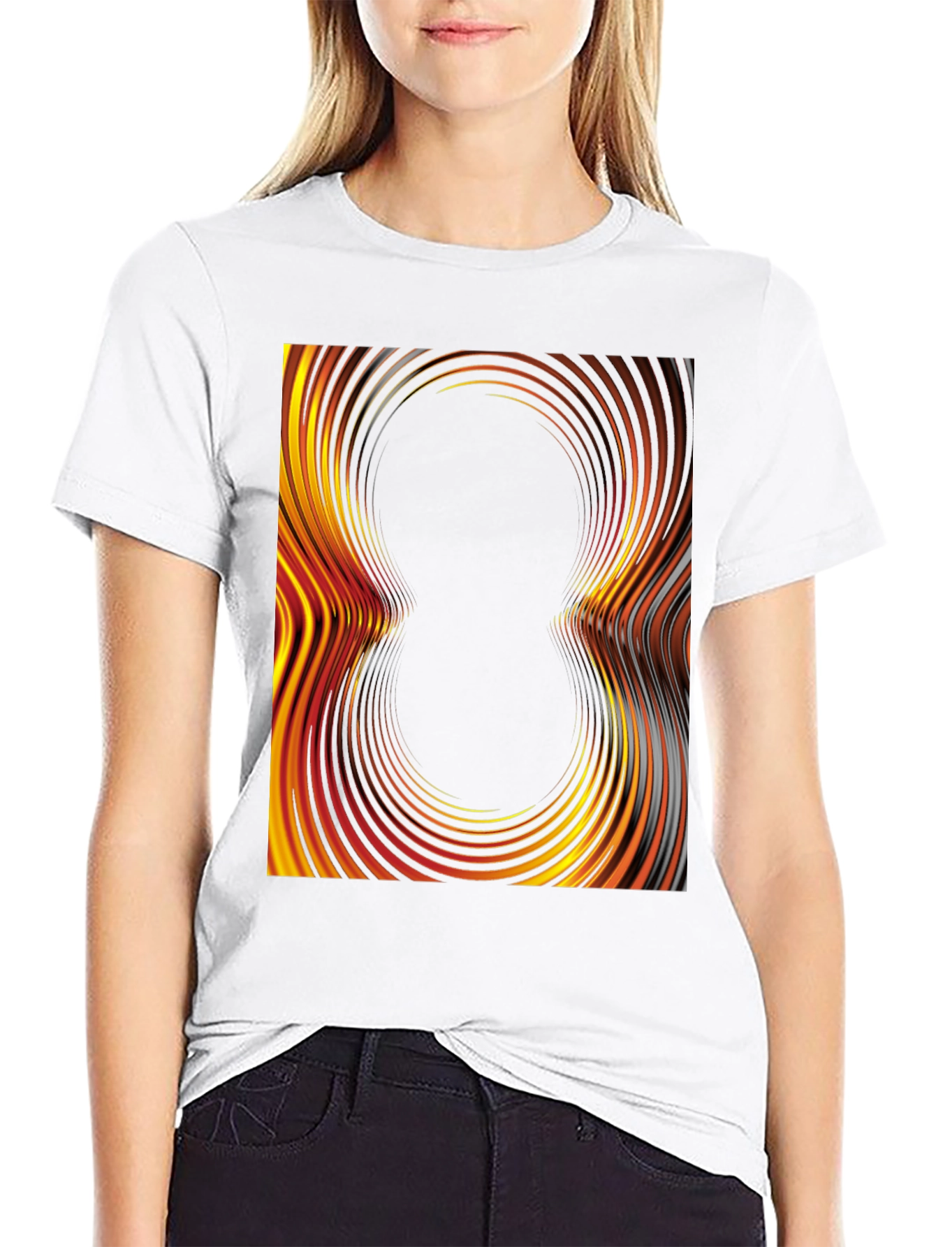 Black Abstract Swirl Graphic Tee - Black Cotton T-Shirt view 9
