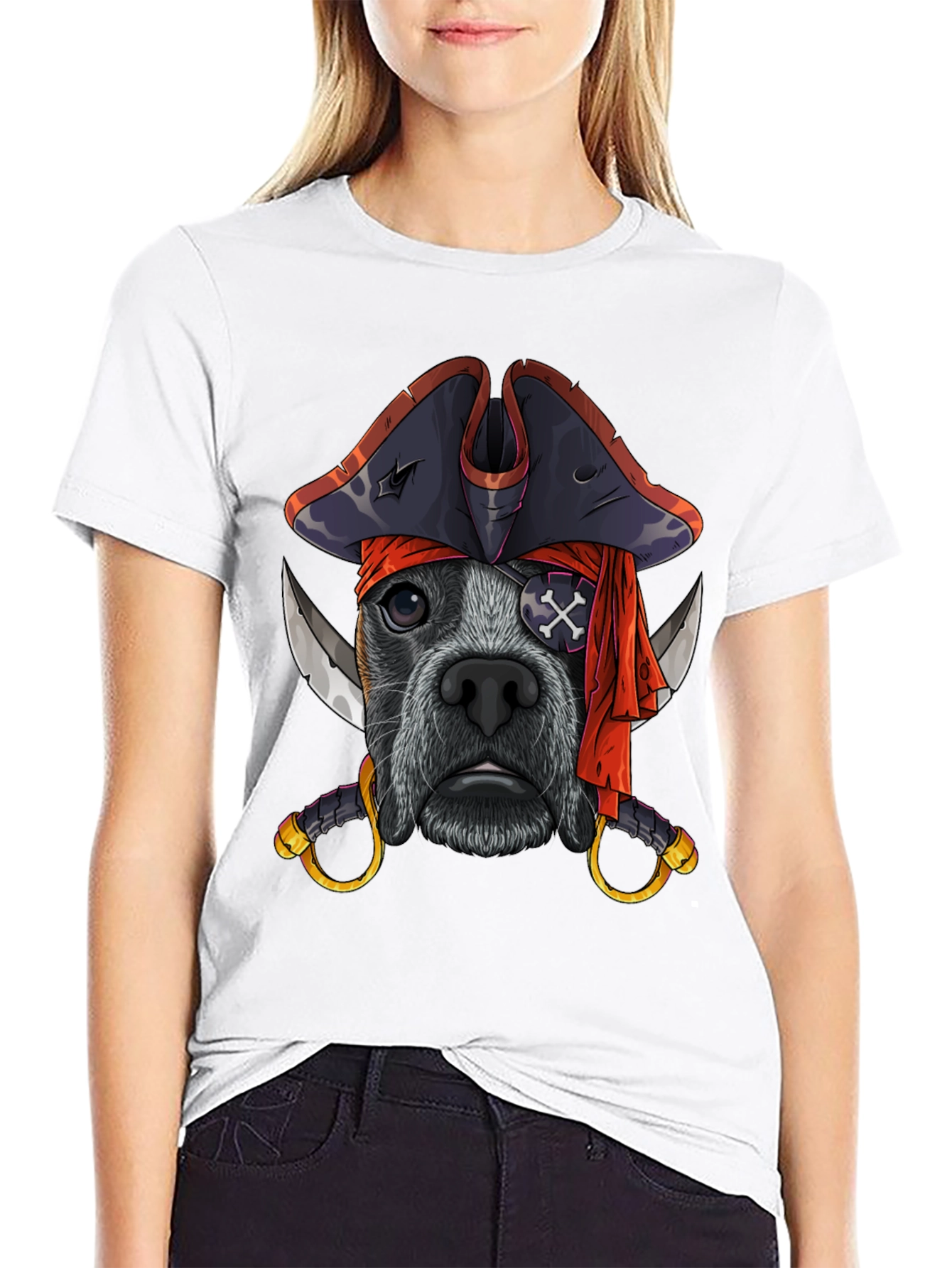 Black Pirate Dog T-Shirt, Funny Pet Tee view 9