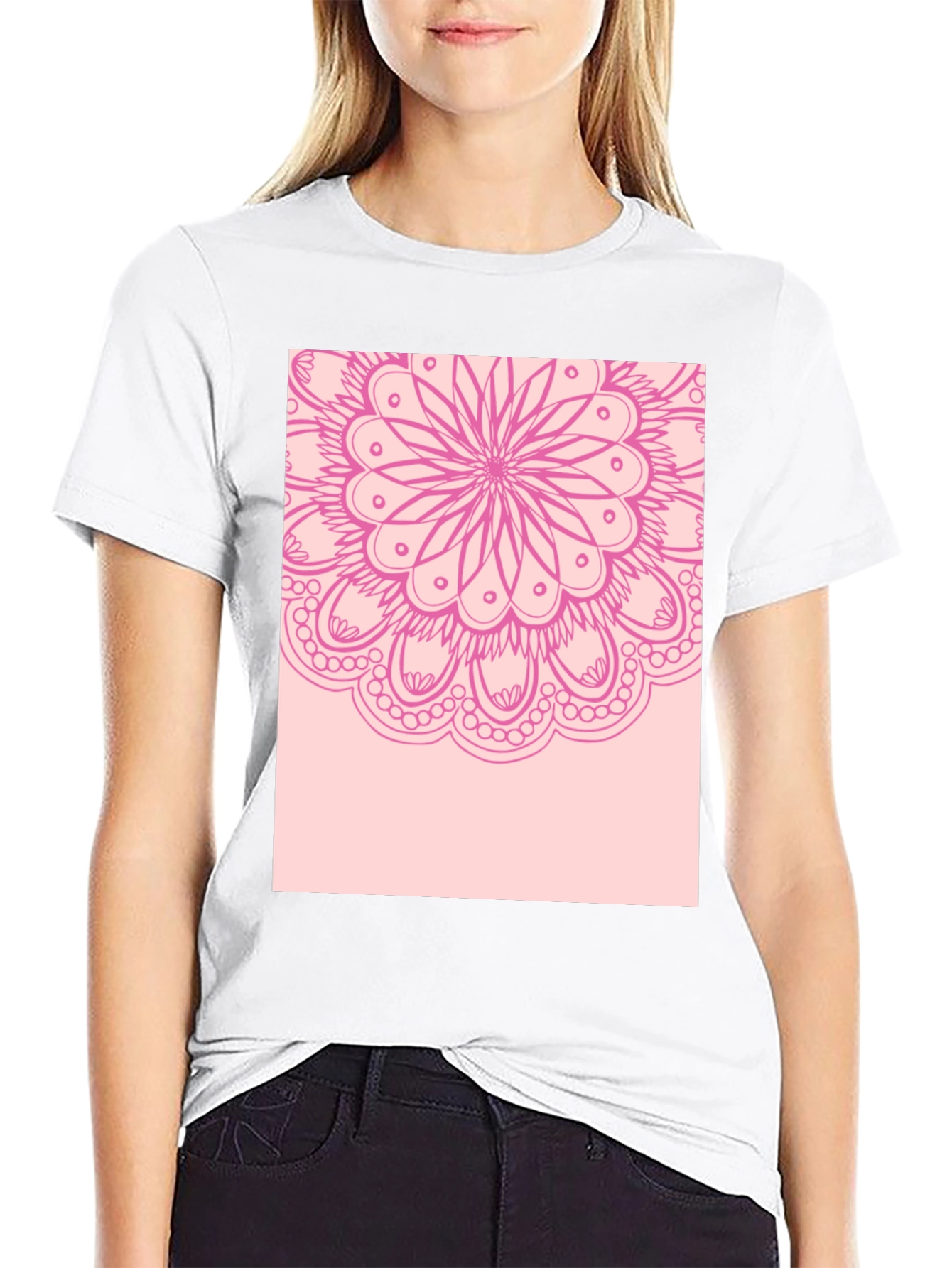 Black Mandala Graphic Tee - Stylish Black Cotton T-Shirt view 9
