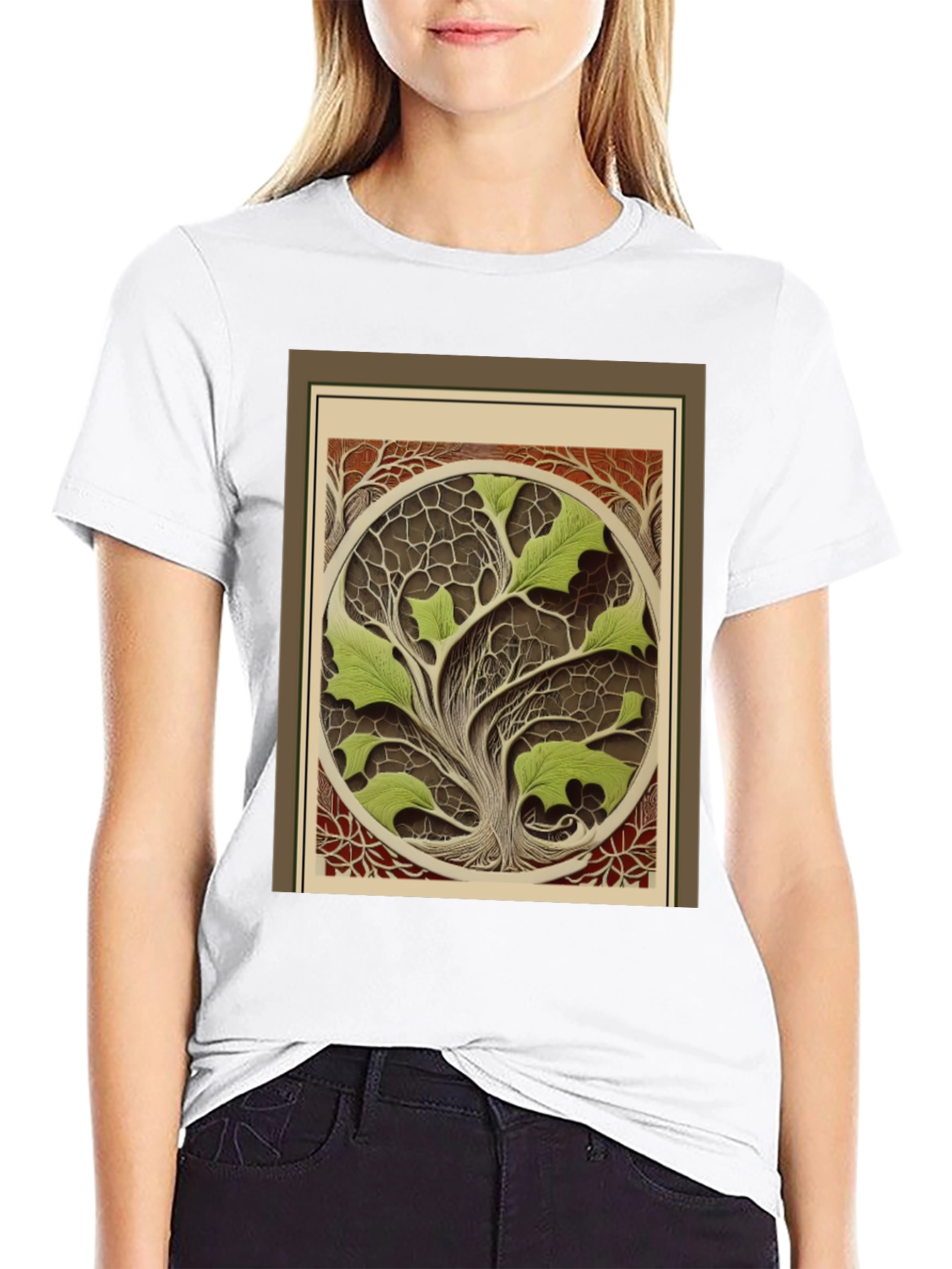Black Arboreal Art T-Shirt - Nature Inspired Design view 9