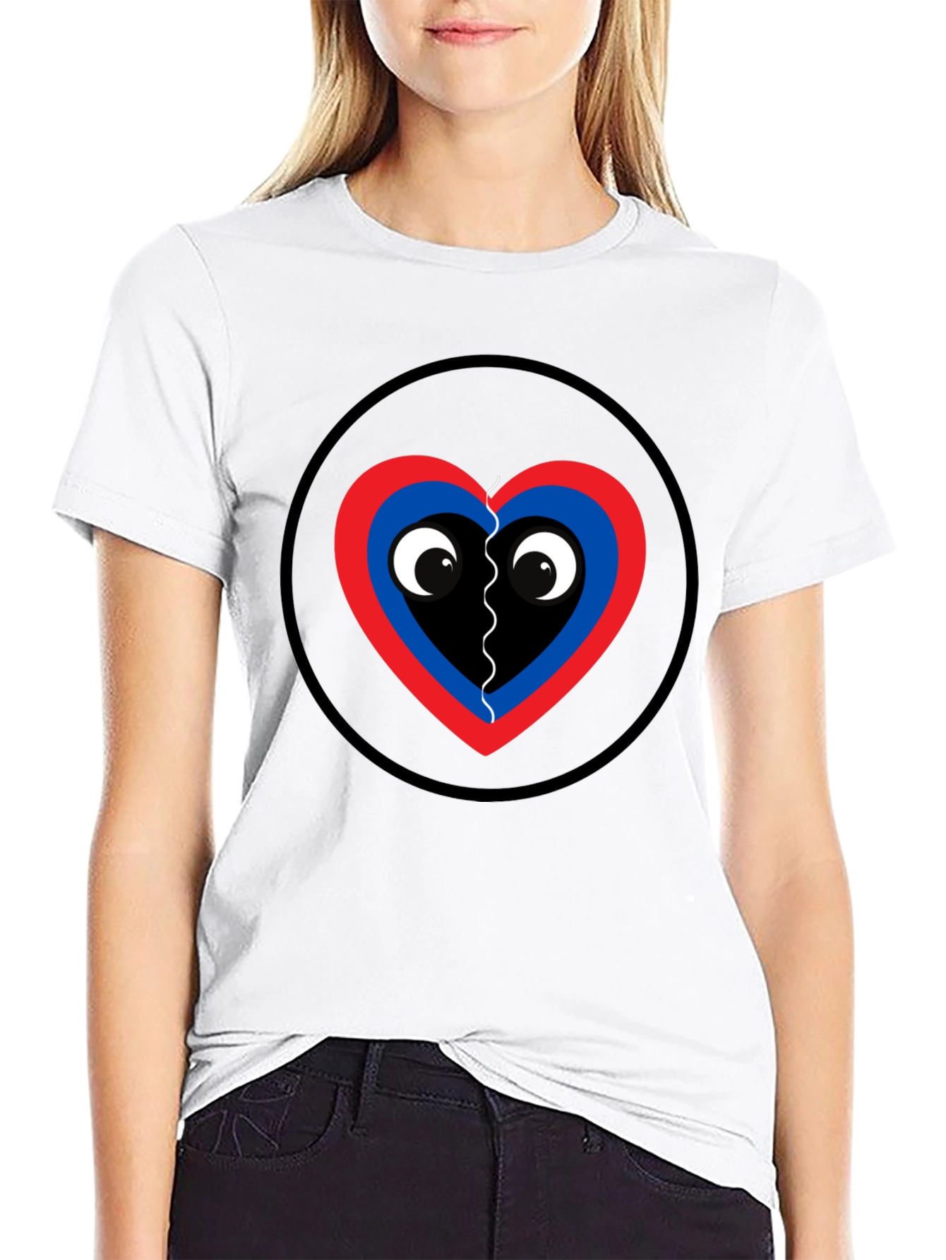 Black Playful Heart Graphic Tee - Black Cotton view 9