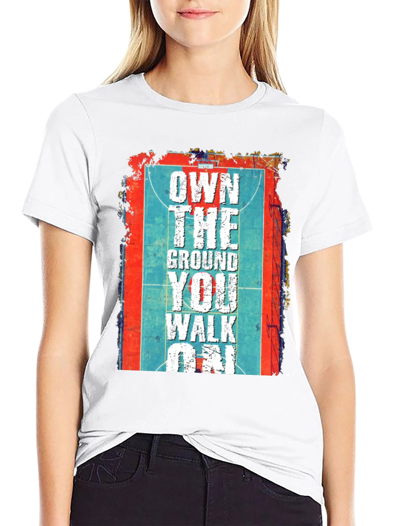 Black Own The Ground T-Shirt Basketball Court Design view 9