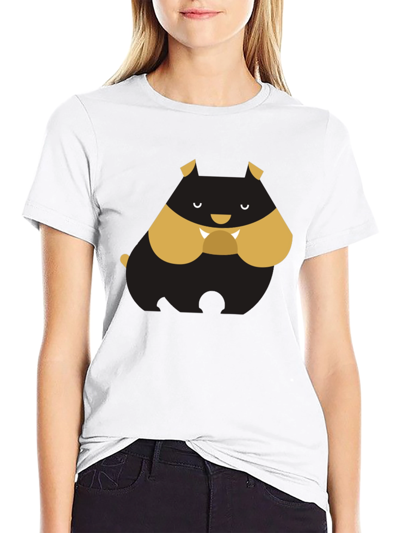 Black Cartoon Bulldog Graphic Tee - Black T-Shirt view 9