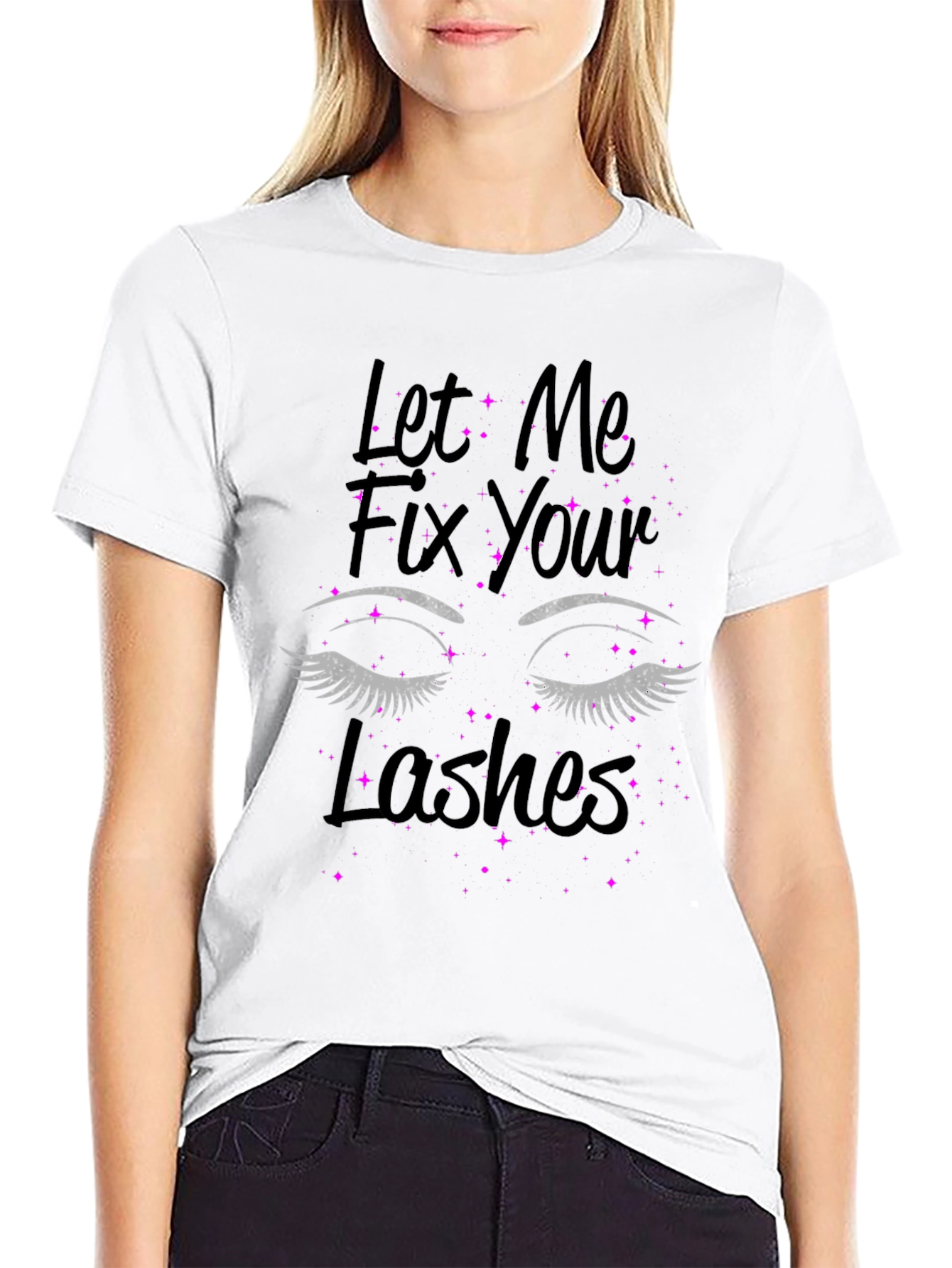 Black Let Me Fix Your Lashes Graphic Tee - Unisex T-Shirt view 9