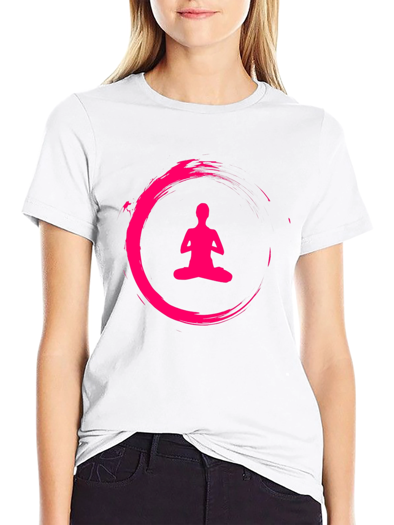 Black Zen Meditation Circle Black T-Shirt view 9