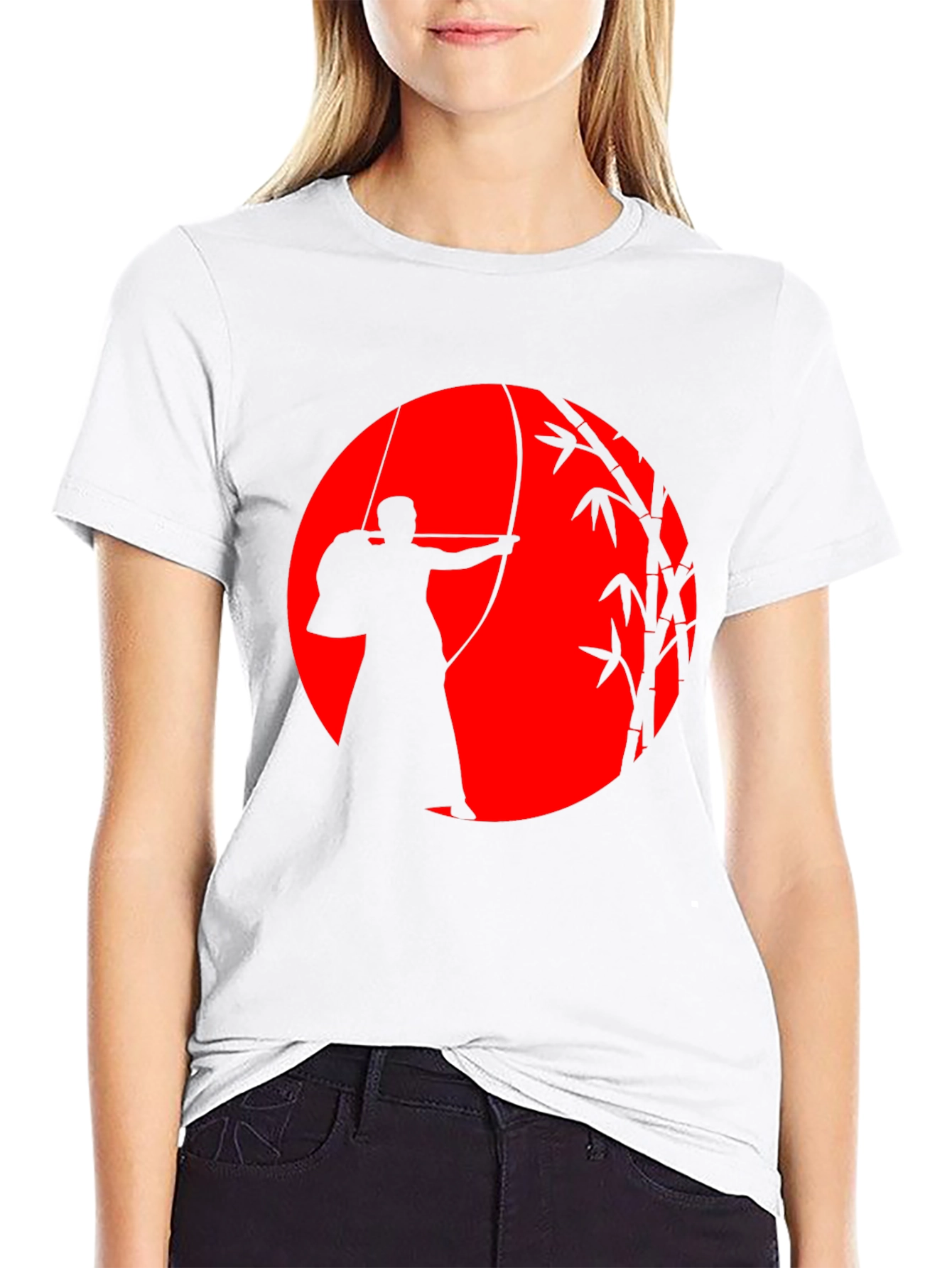 Black Kyudo Archer Graphic T-Shirt - Japanese Archery Tee view 9