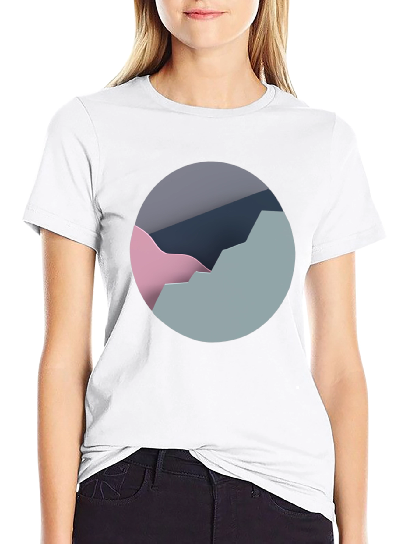 Black Abstract Mountain Graphic Tee - Modern Black T-Shirt view 9