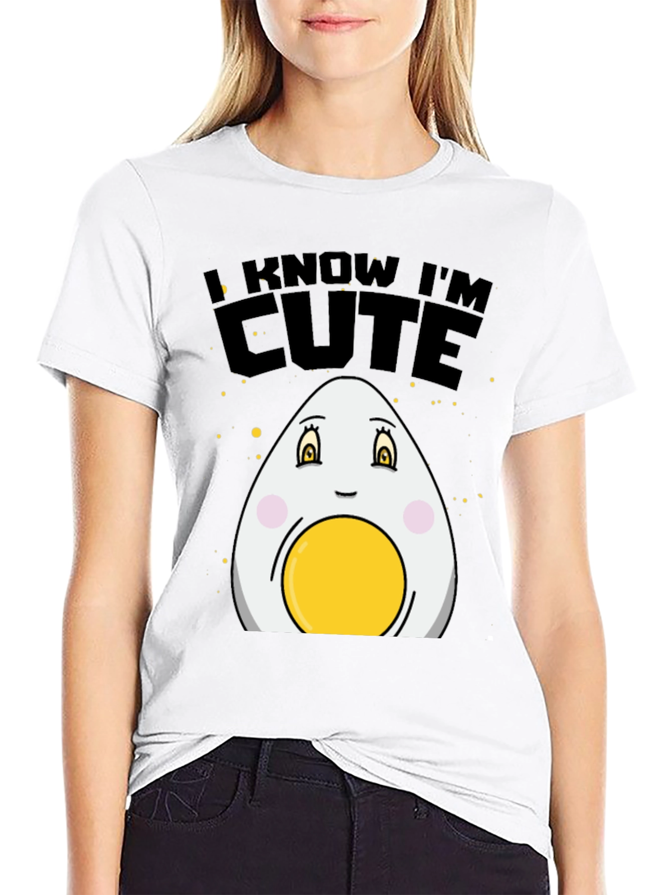Black Cute Egg Graphic T-Shirt - Funny Foodie Tee view 9