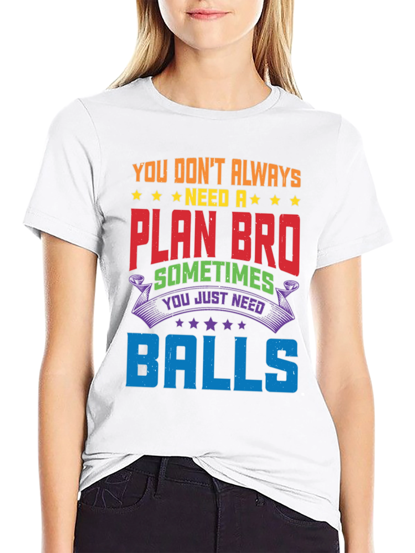 Black Funny Graphic Tee: No Plan, Just Balls! view 9