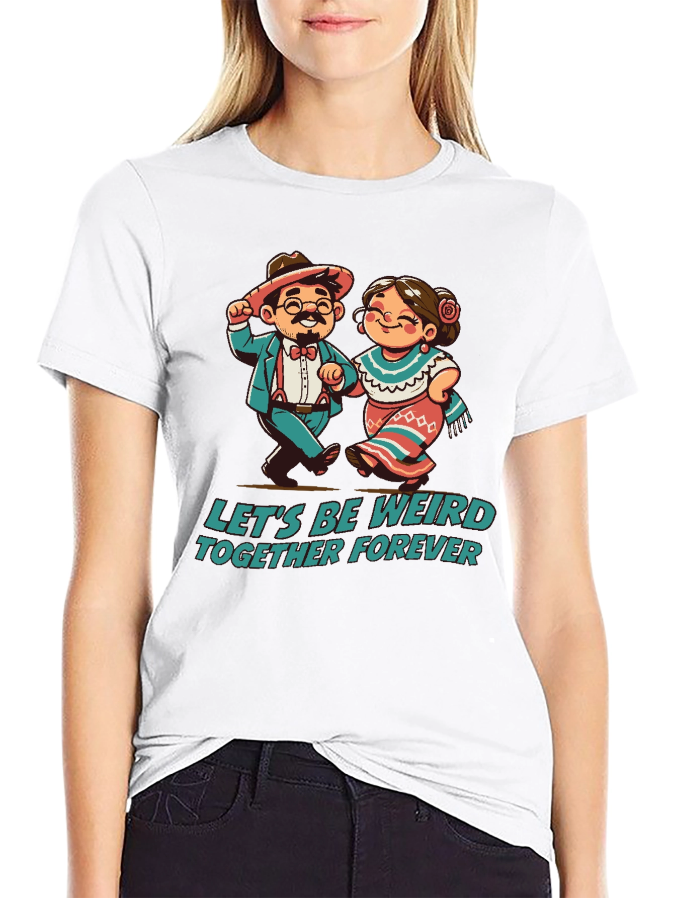 Black Let's Be Weird Together Forever T-Shirt view 9