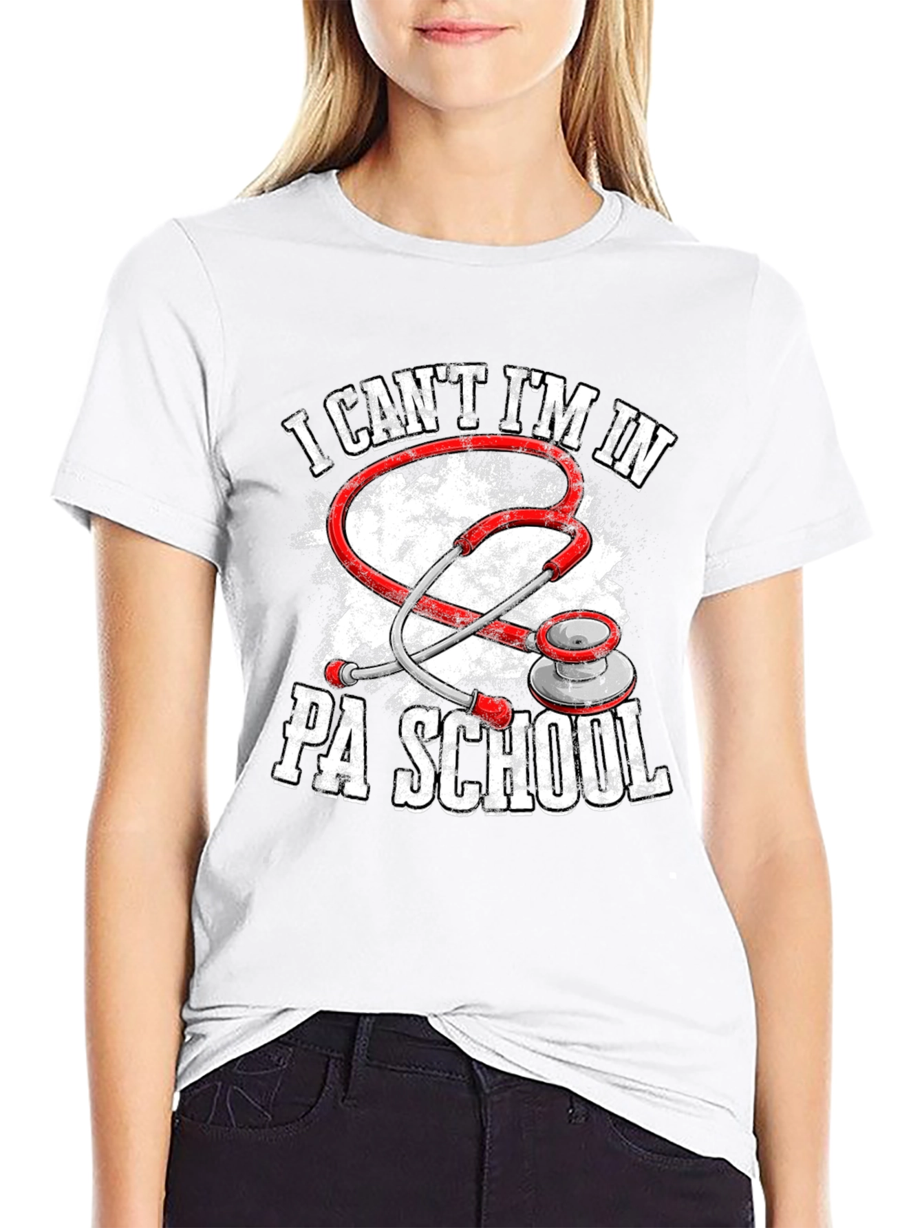 Black PA School Stethoscope Graphic Tee view 9