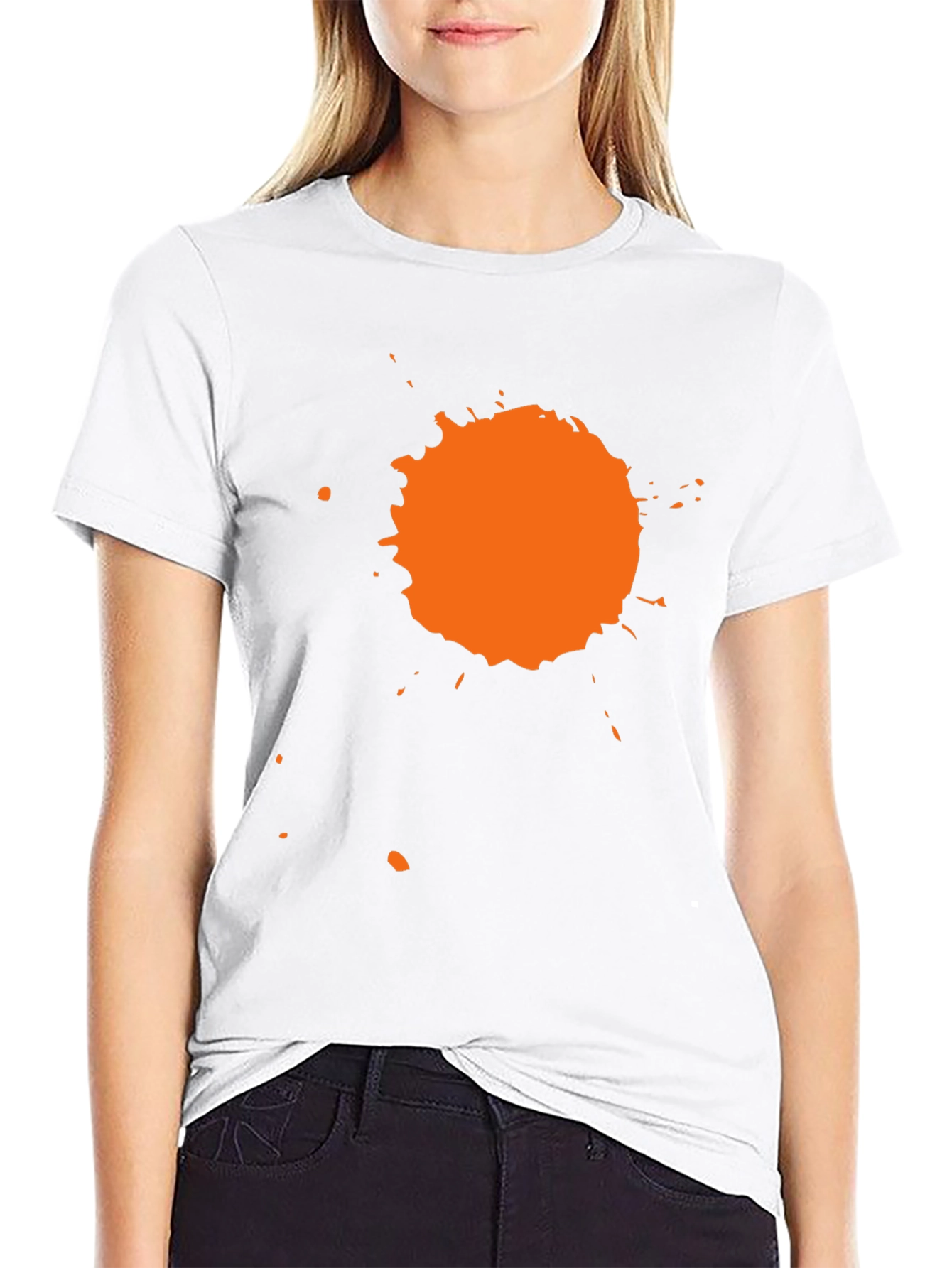 Black Black T-Shirt with Orange Splatter Design view 9