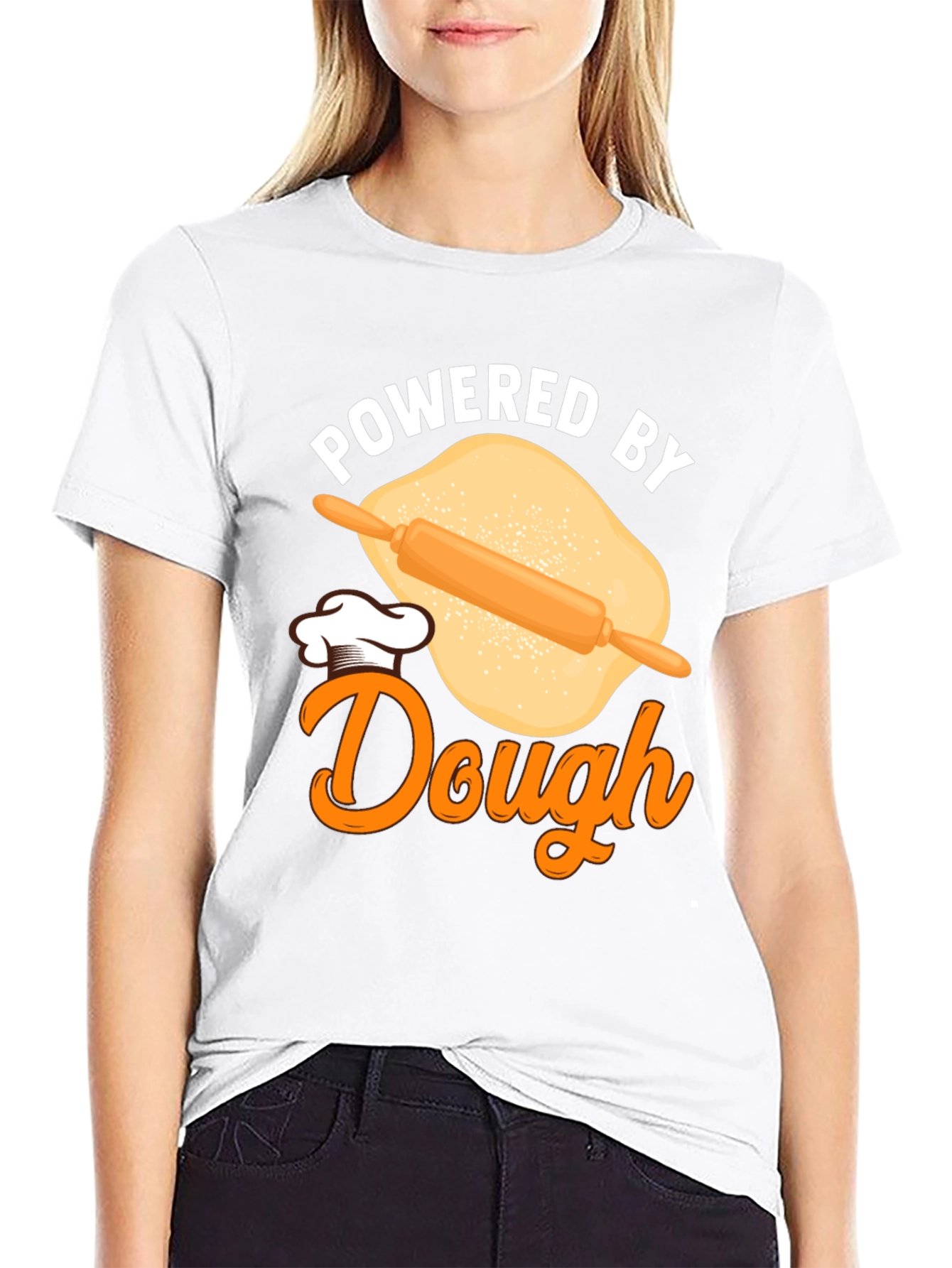 Black Powered by Dough Funny Baking T-Shirt view 9