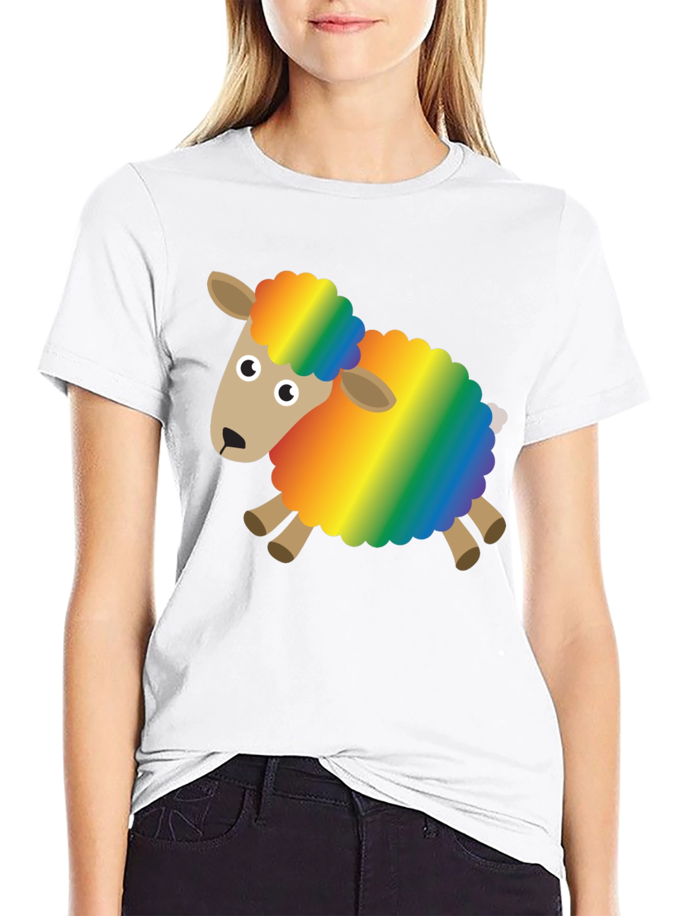 Black Rainbow Sheep Graphic Tee - Fun & Unique Design view 9